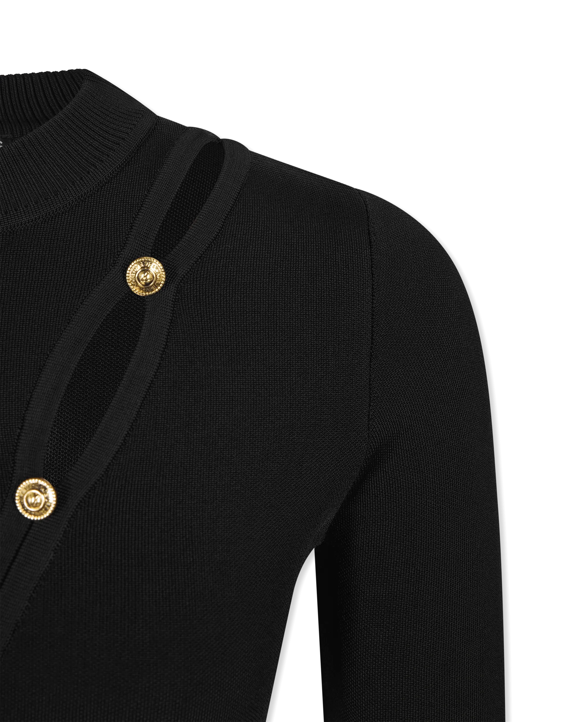 Peek-A-Boo Button Detail Cropped Sweater
