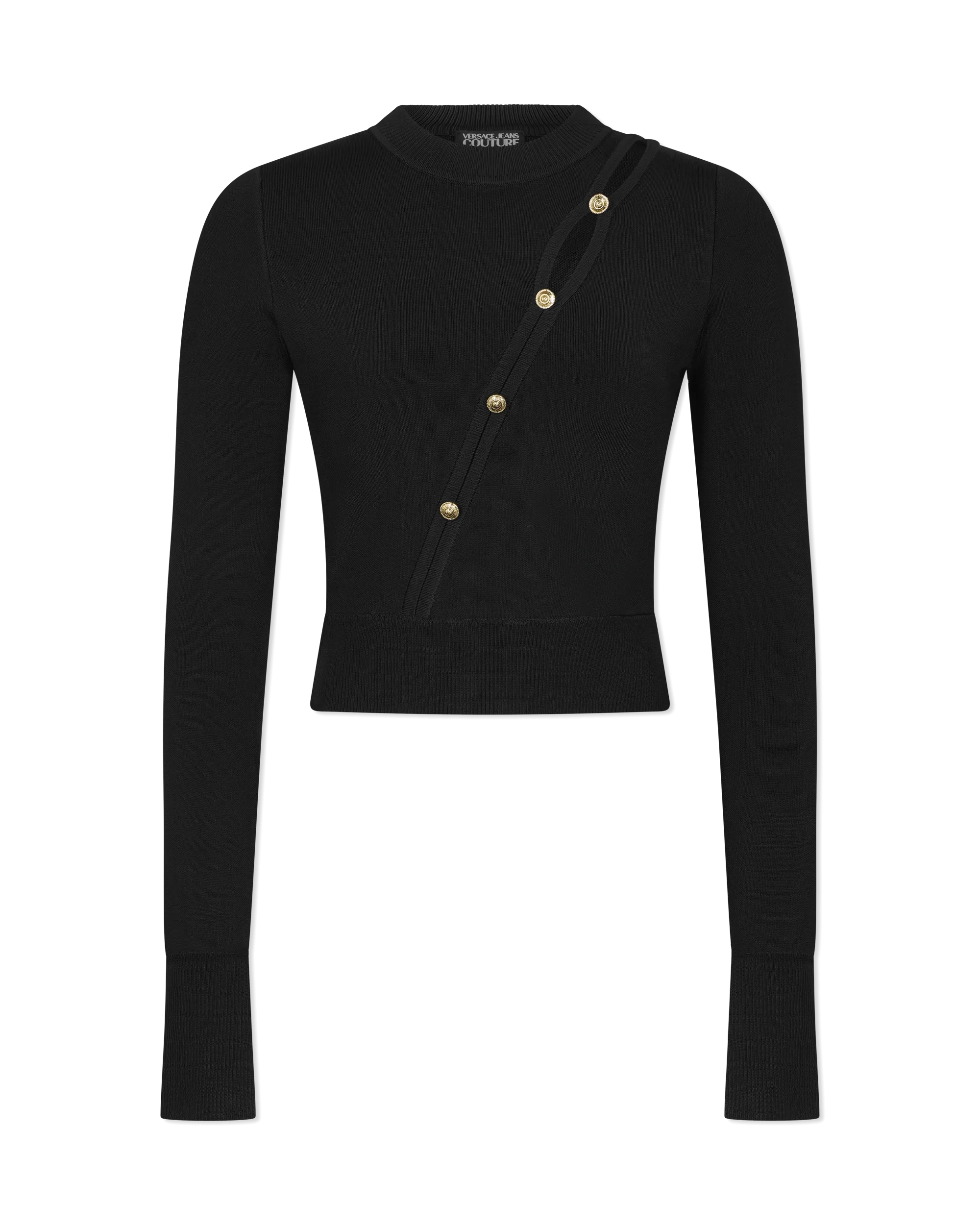 Peek-A-Boo Button Detail Cropped Sweater