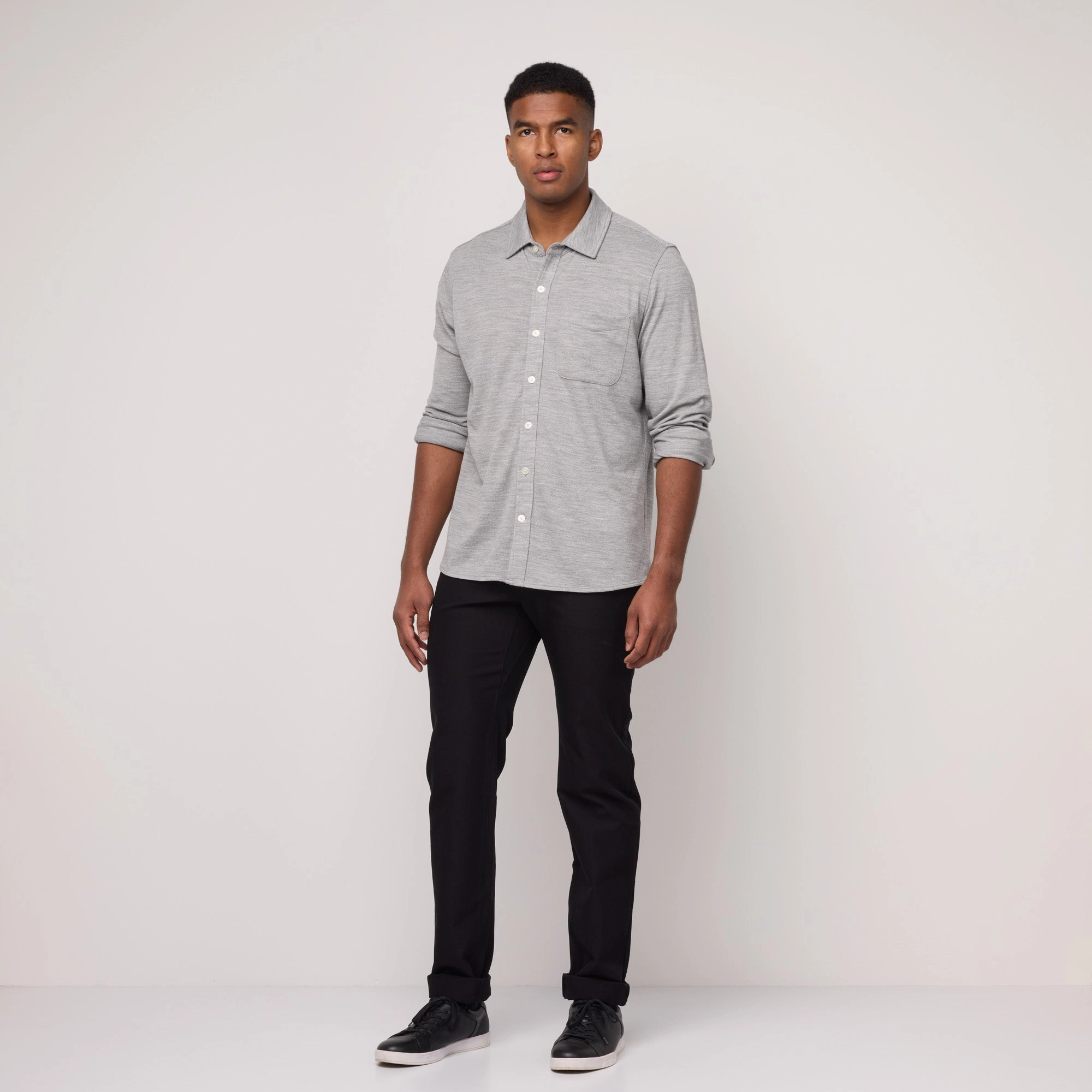 Pique Knit Button-Down Shirt