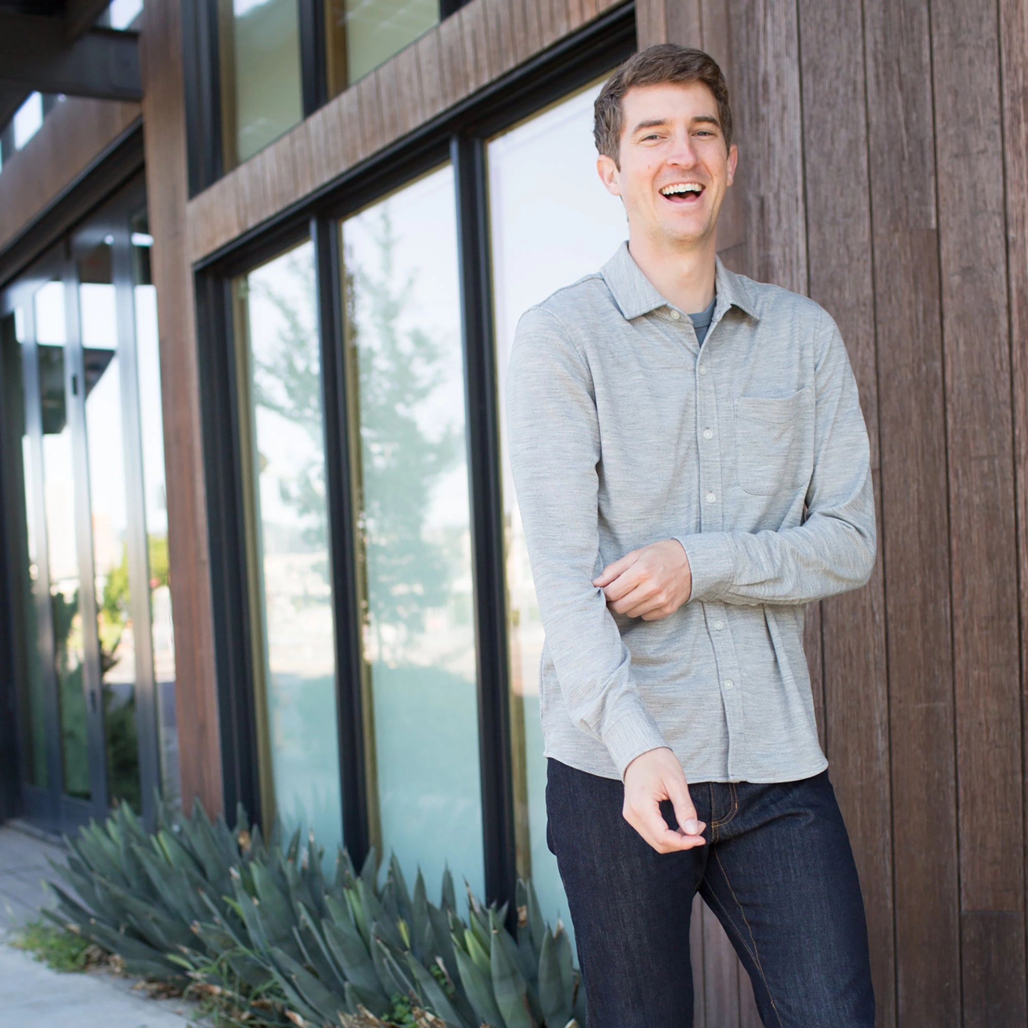 Pique Knit Button-Down Shirt
