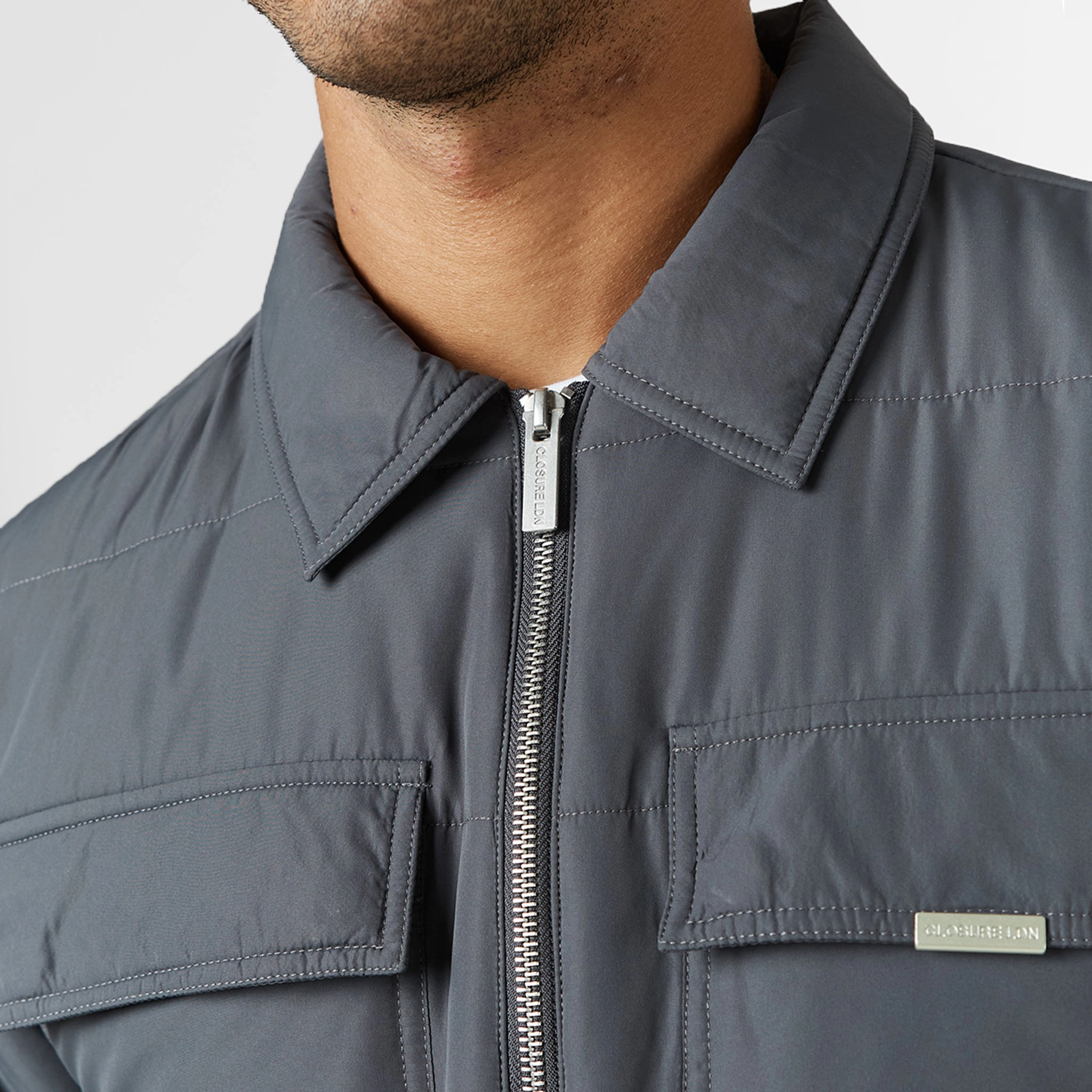 Quilted Overshirt Jacket | Charcoal