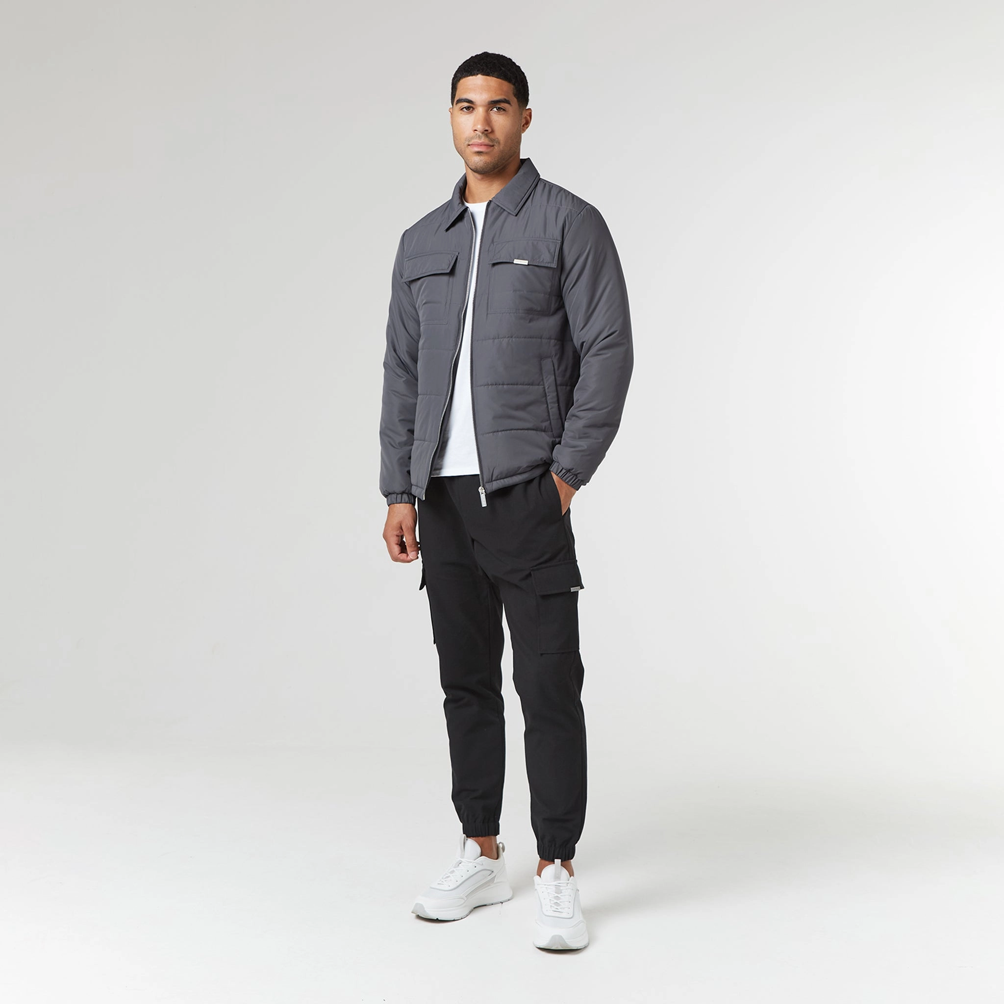 Quilted Overshirt Jacket | Charcoal