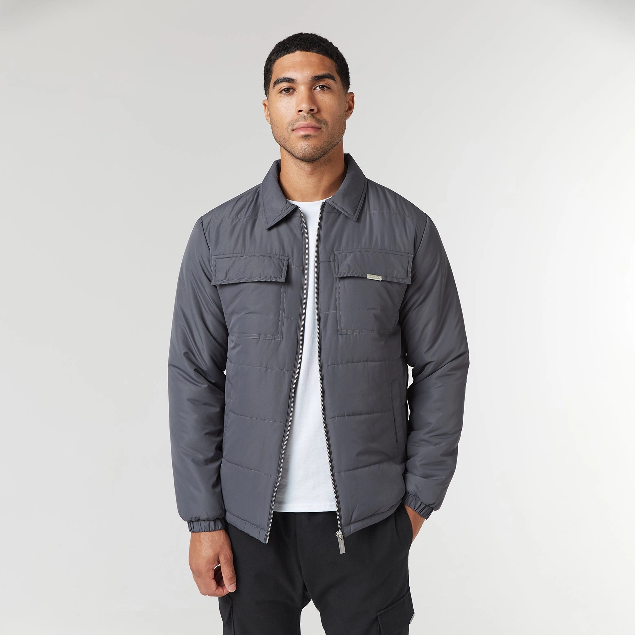 Quilted Overshirt Jacket | Charcoal