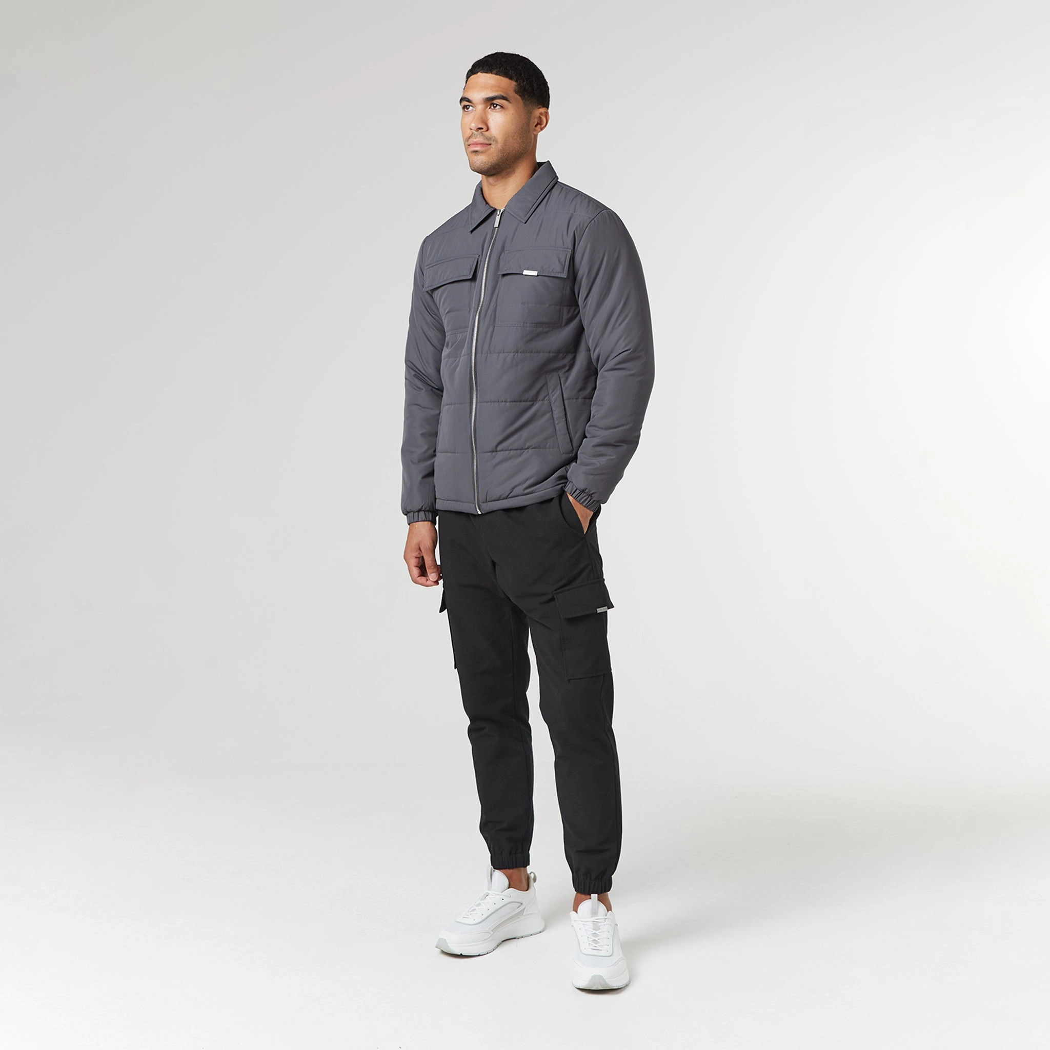 Quilted Overshirt Jacket | Charcoal