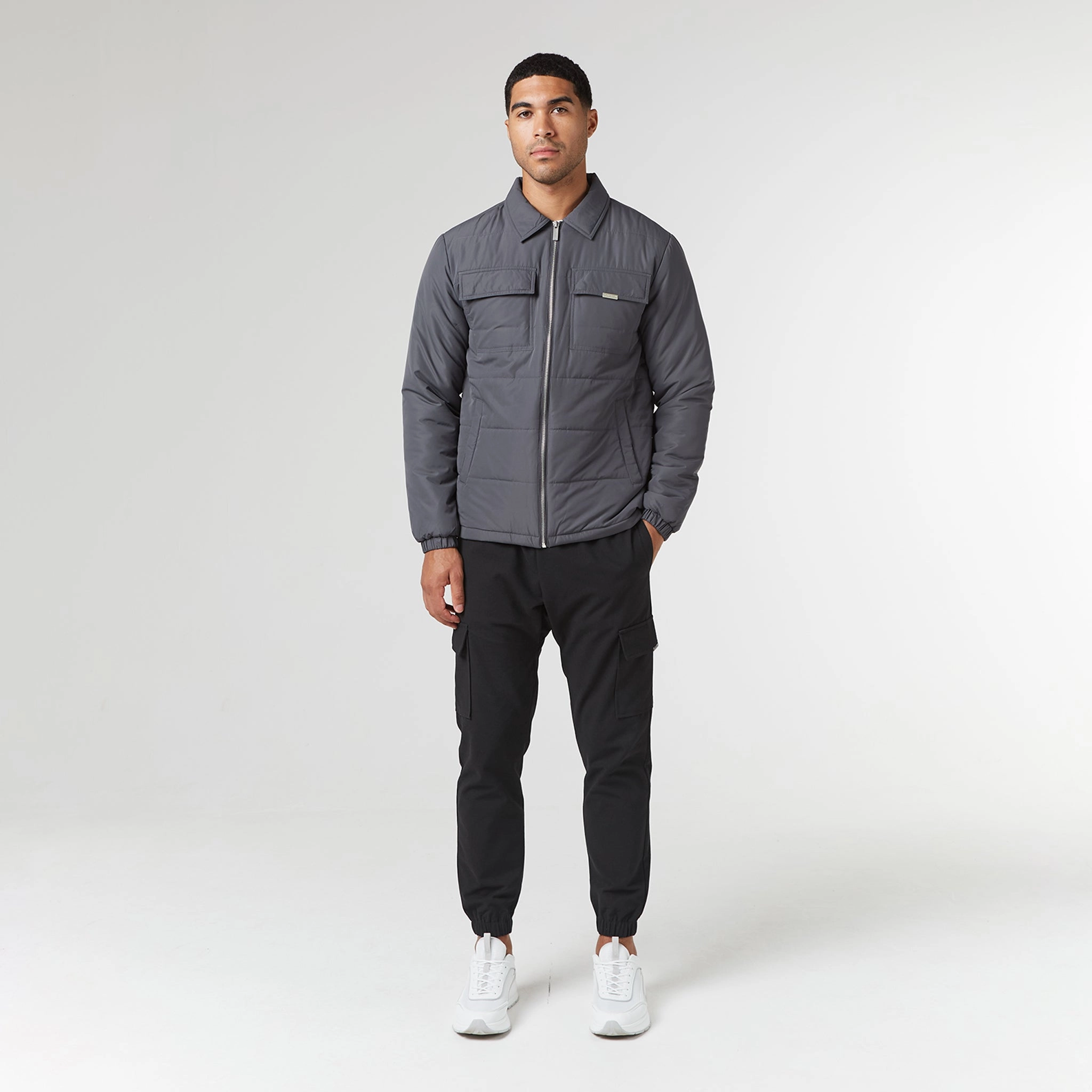 Quilted Overshirt Jacket | Charcoal