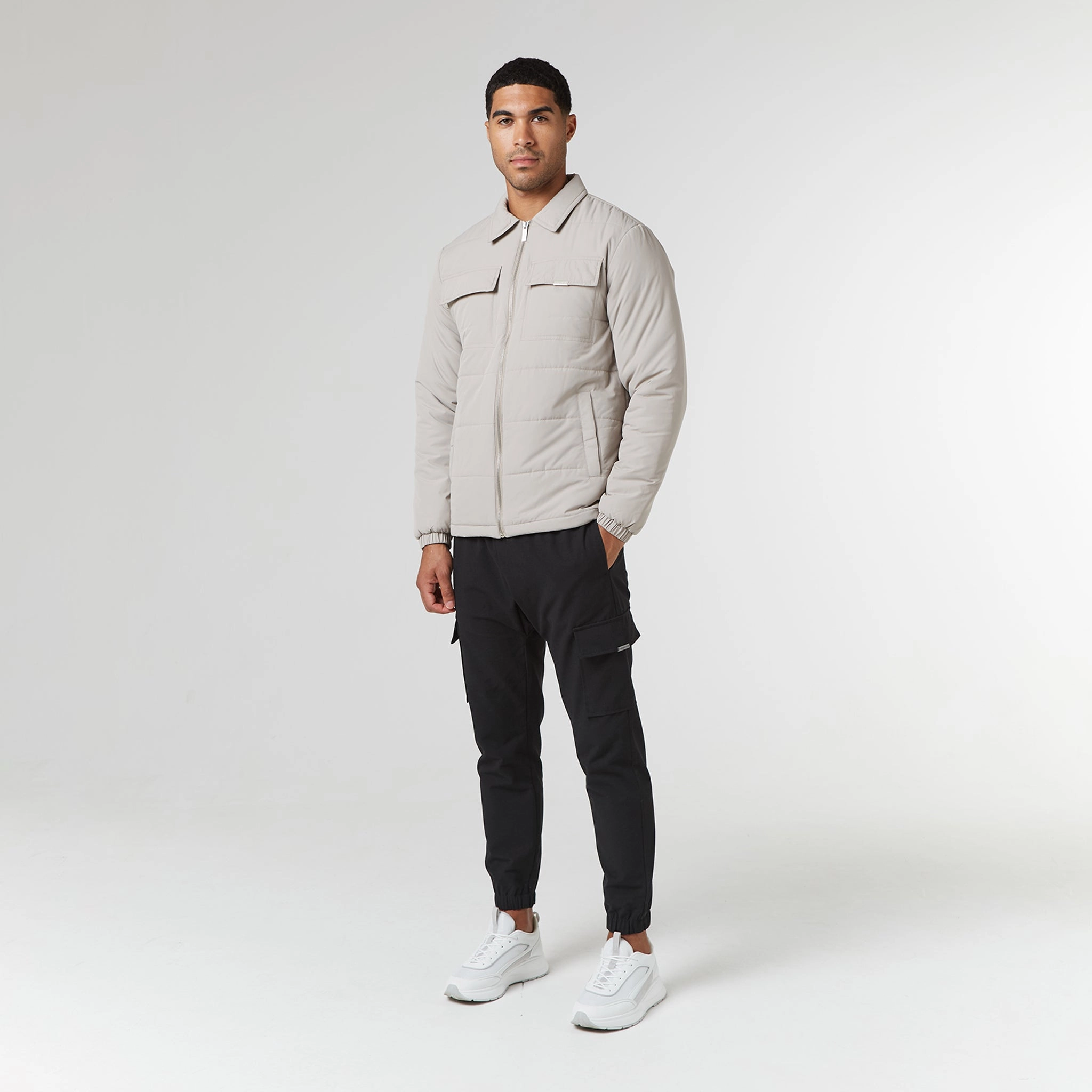 Quilted Overshirt Jacket | Stone