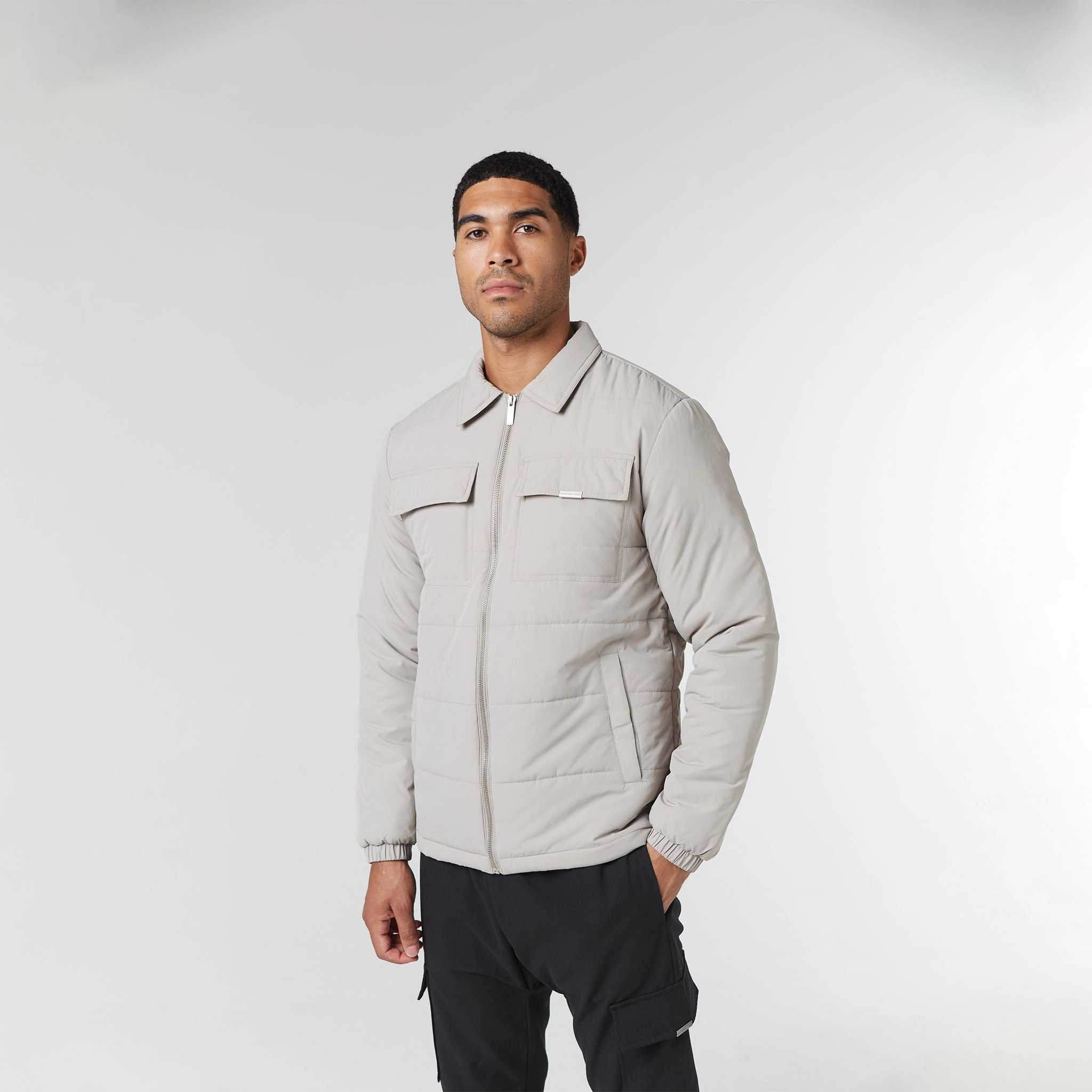 Quilted Overshirt Jacket | Stone