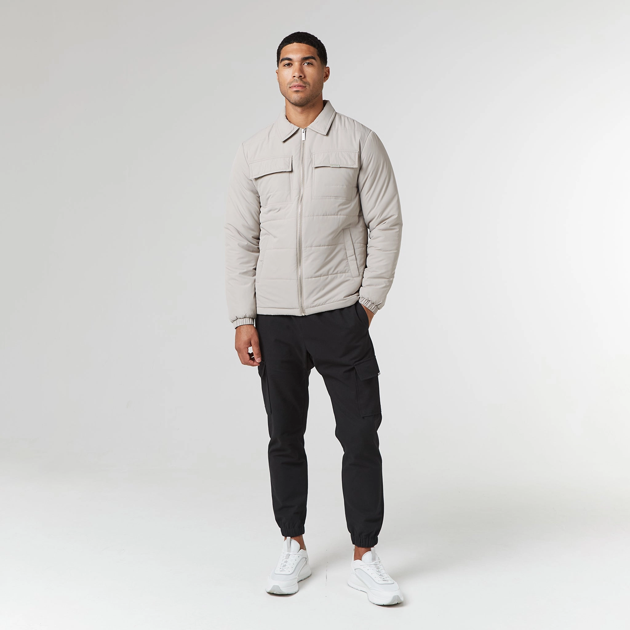Quilted Overshirt Jacket | Stone