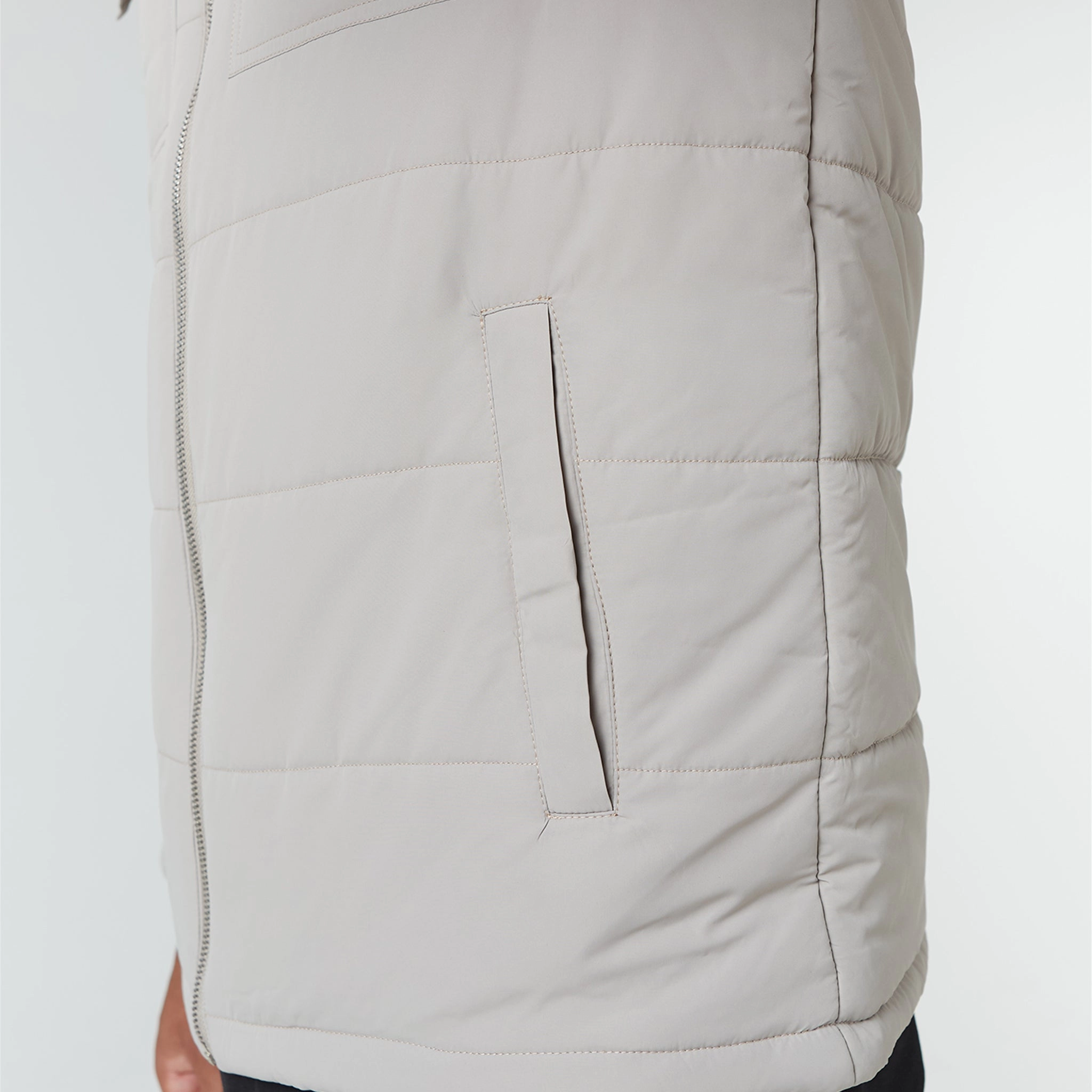 Quilted Overshirt Jacket | Stone