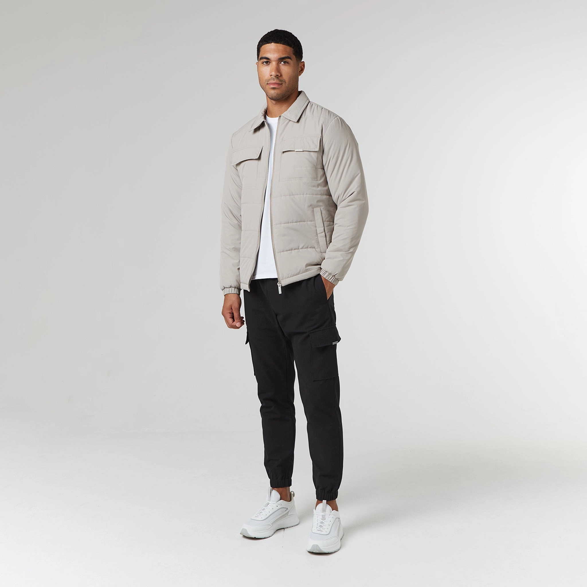 Quilted Overshirt Jacket | Stone