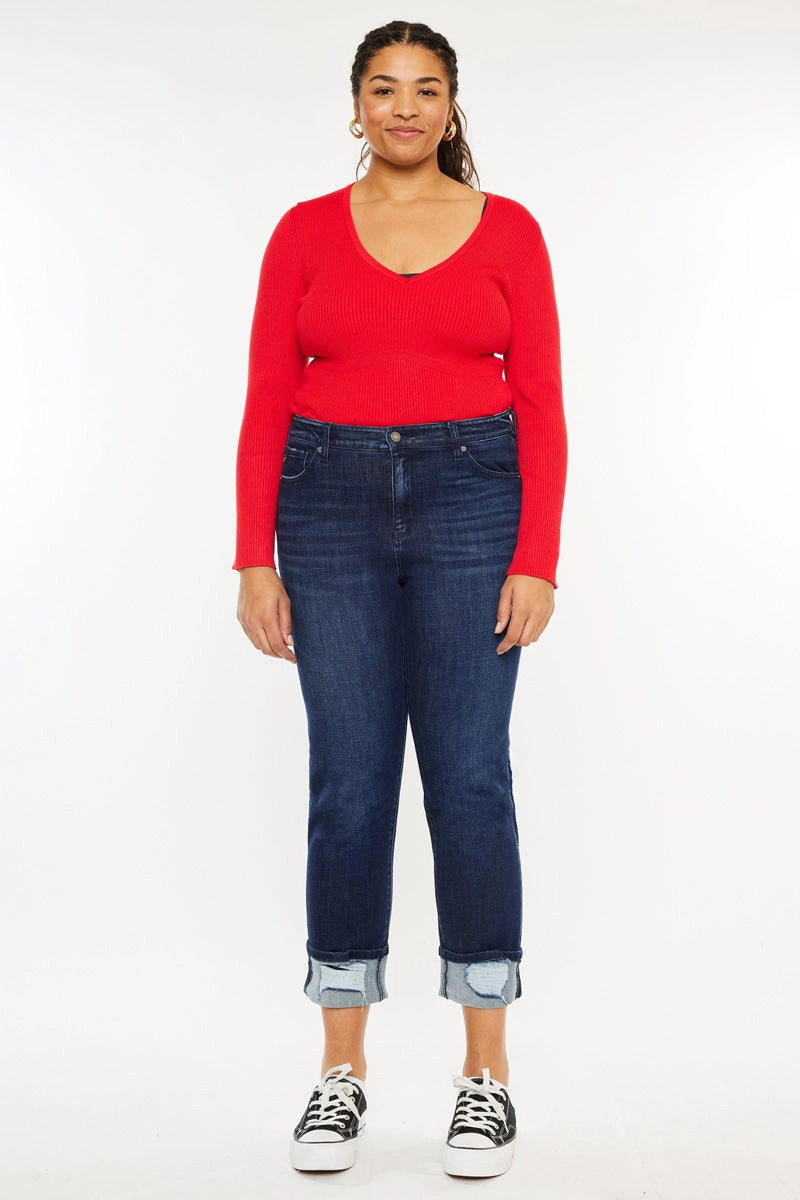 Raven Mid Rise Skinny Straight Leg Jeans (Plus Size)