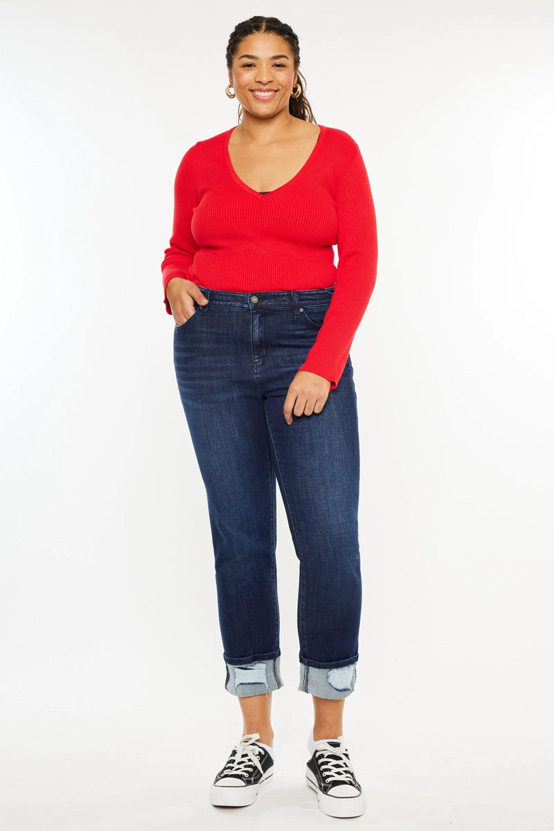 Raven Mid Rise Skinny Straight Leg Jeans (Plus Size)