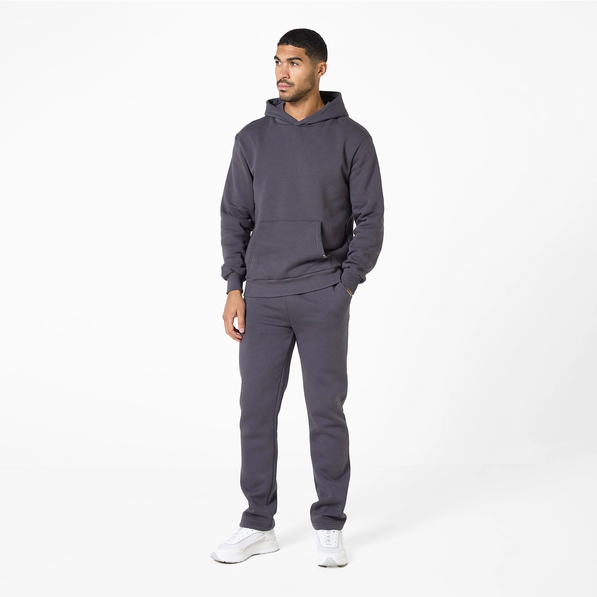 Relaxed Fit Open Hem Jogger | Dark Grey