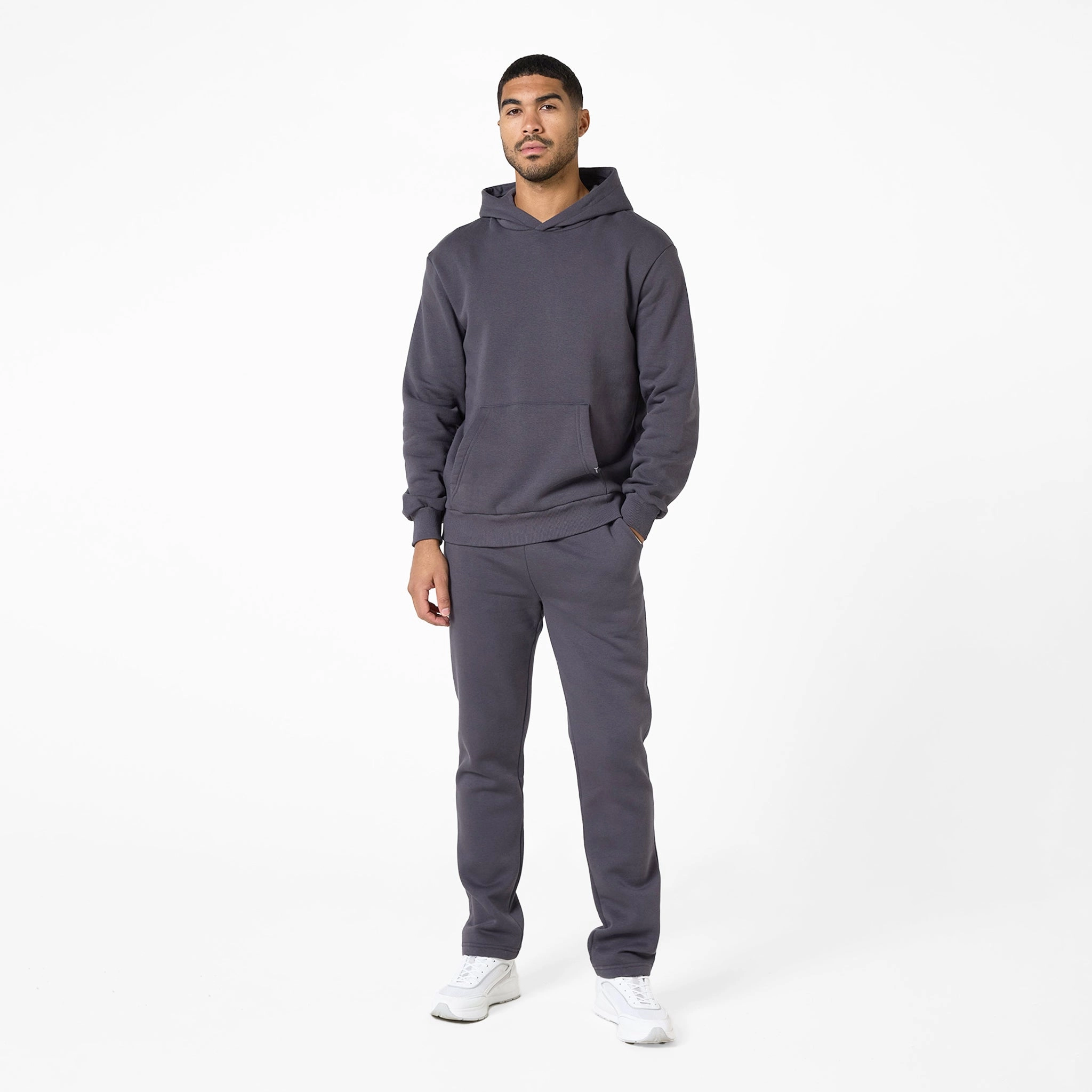 Relaxed Fit Open Hem Jogger | Dark Grey