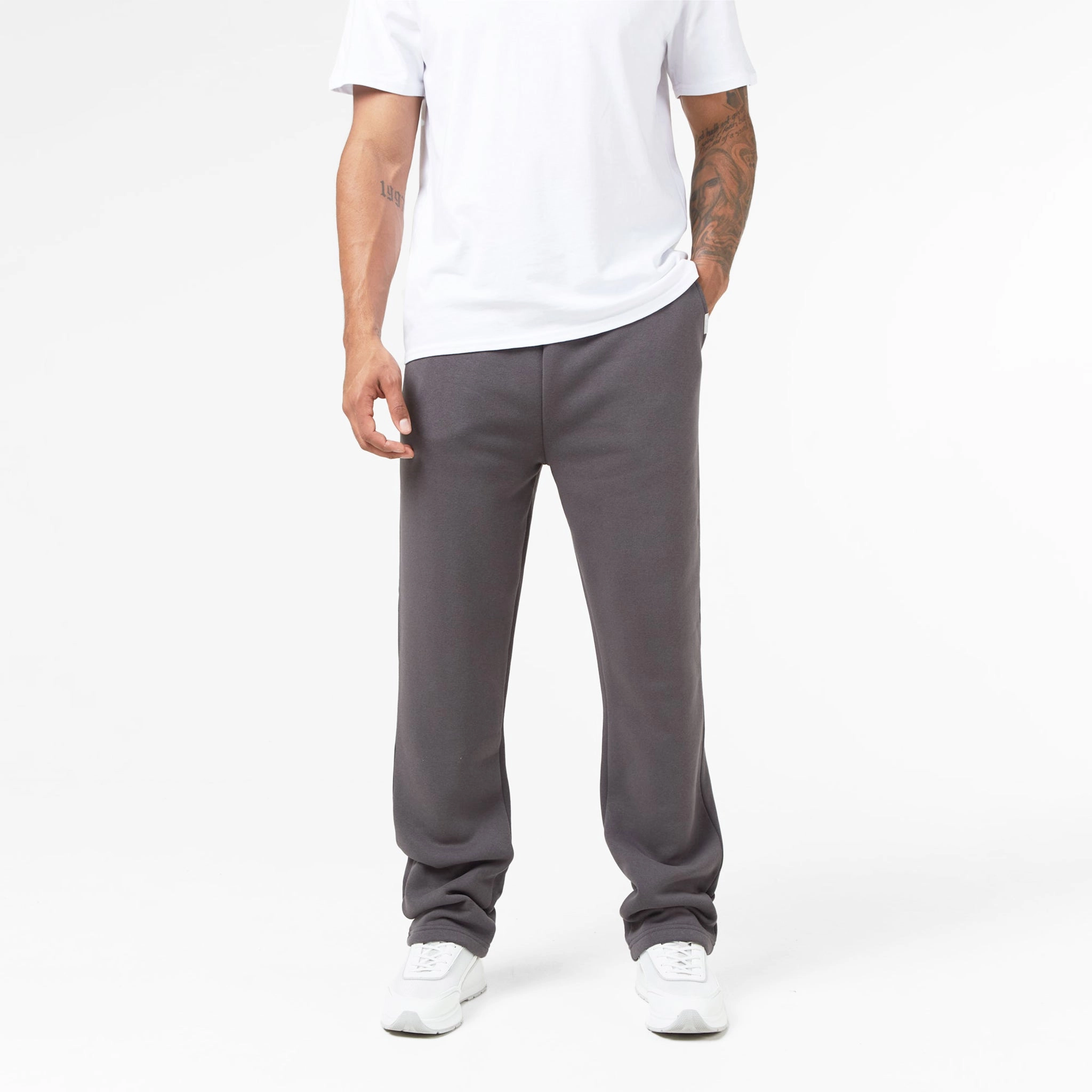 Relaxed Fit Open Hem Jogger | Dark Grey