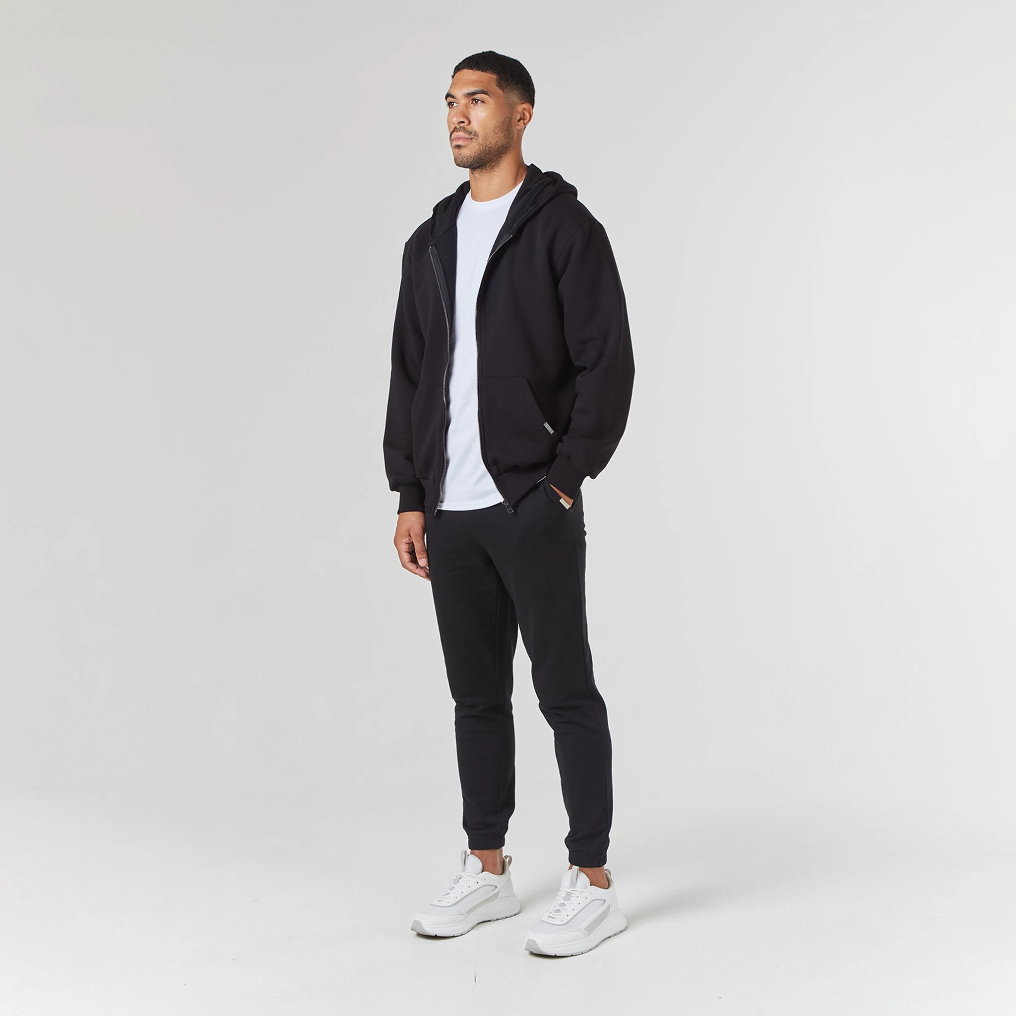 Relaxed Full Zip Hoodie | Black