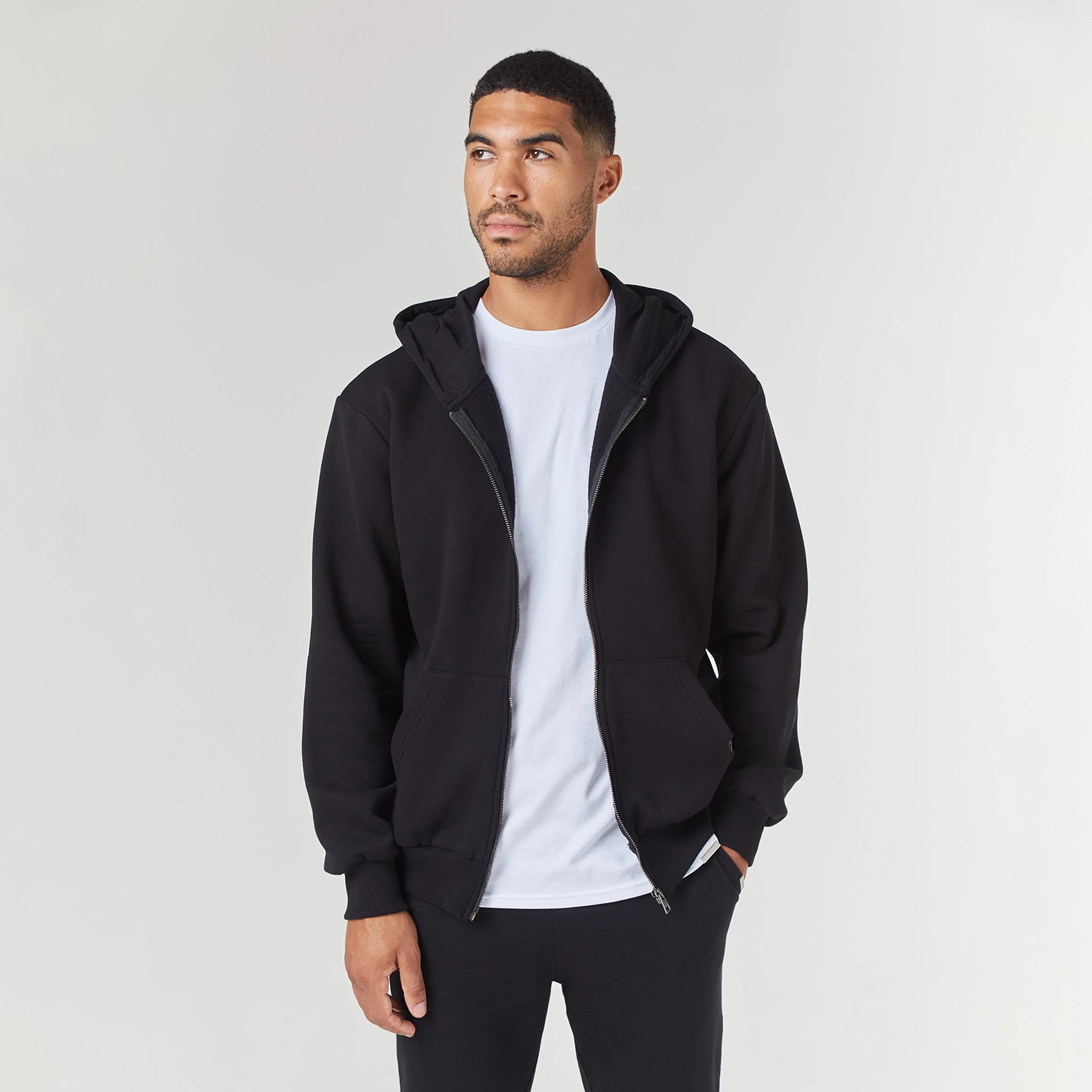 Relaxed Full Zip Hoodie | Black