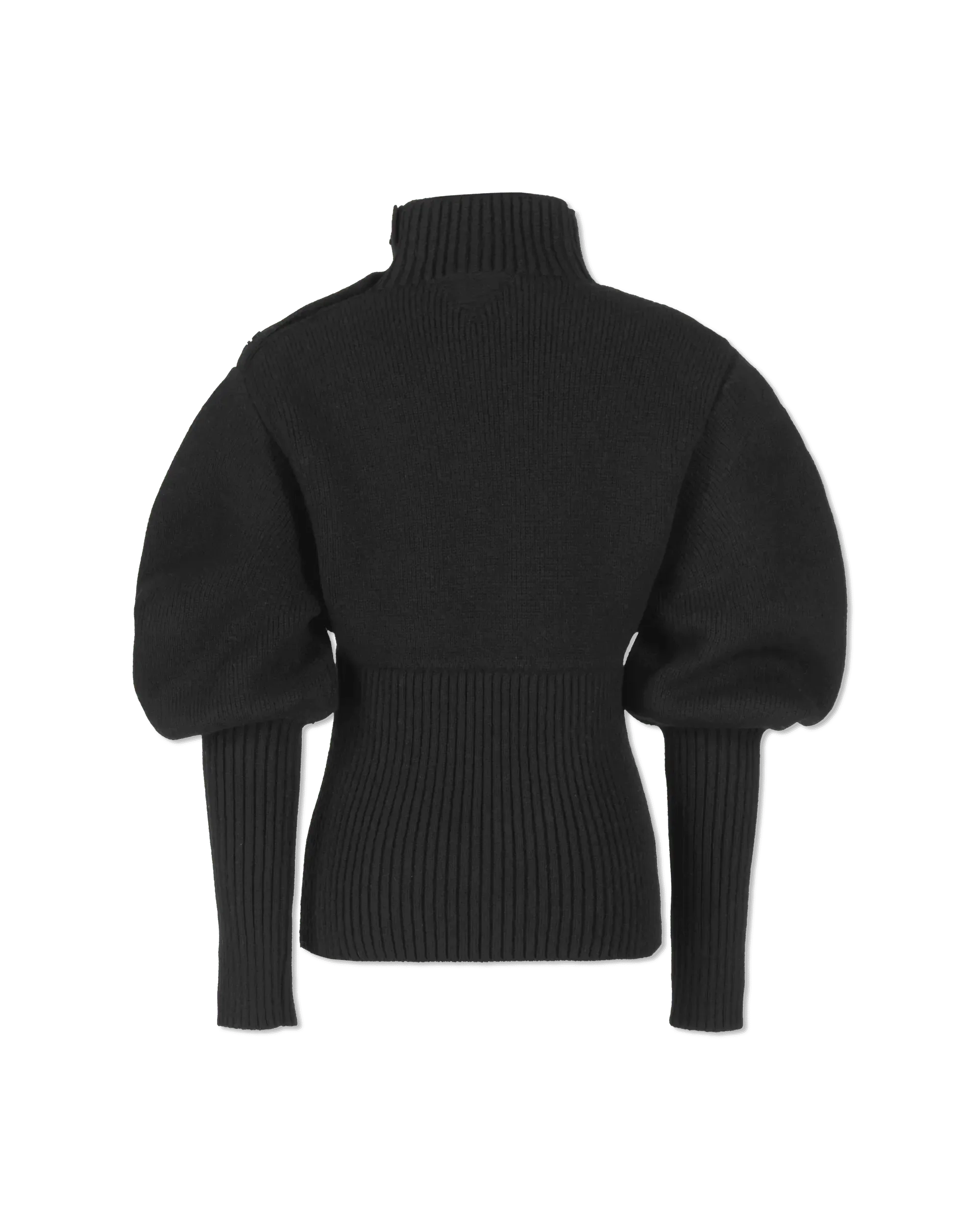 Shetland Double Face Turtleneck Puffed Sleeve Sweater