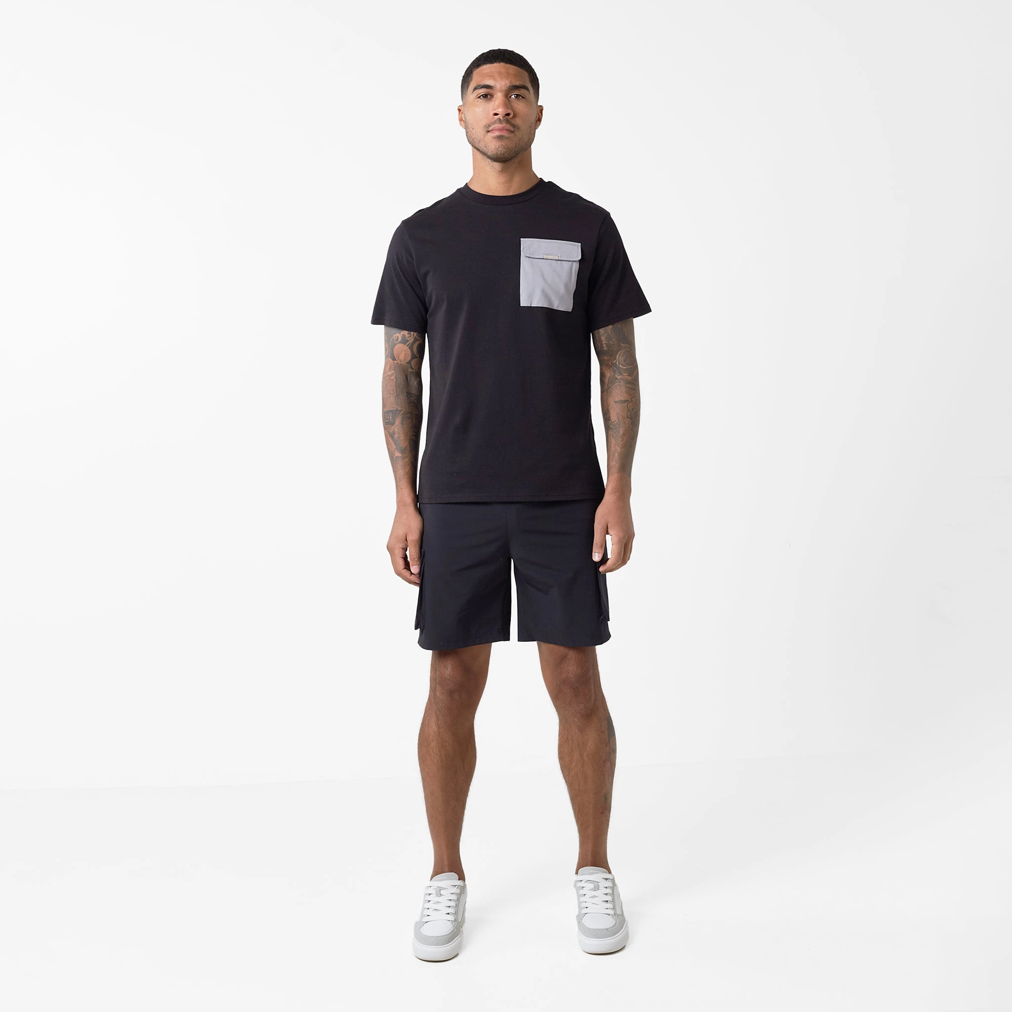Tech Nylon Pocket T-Shirt | Black Grey