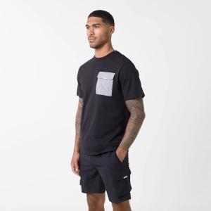 Tech Nylon Pocket T-Shirt | Black Grey