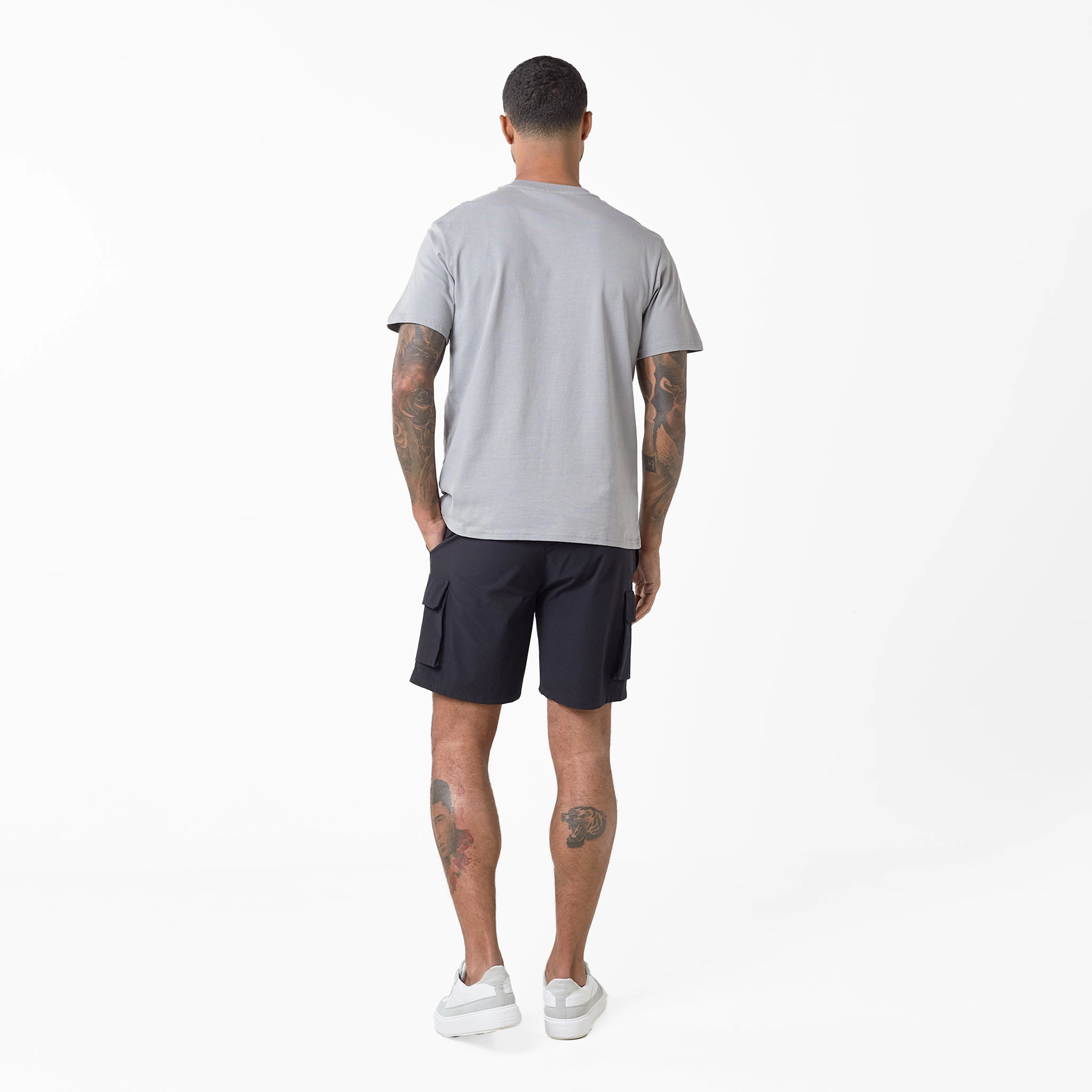 Tech Nylon Pocket T-Shirt | Grey Black
