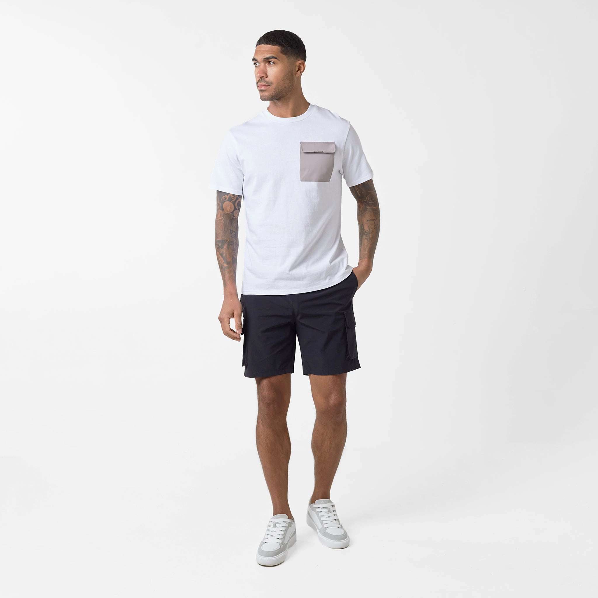 Tech Nylon Pocket T-Shirt | White Stone