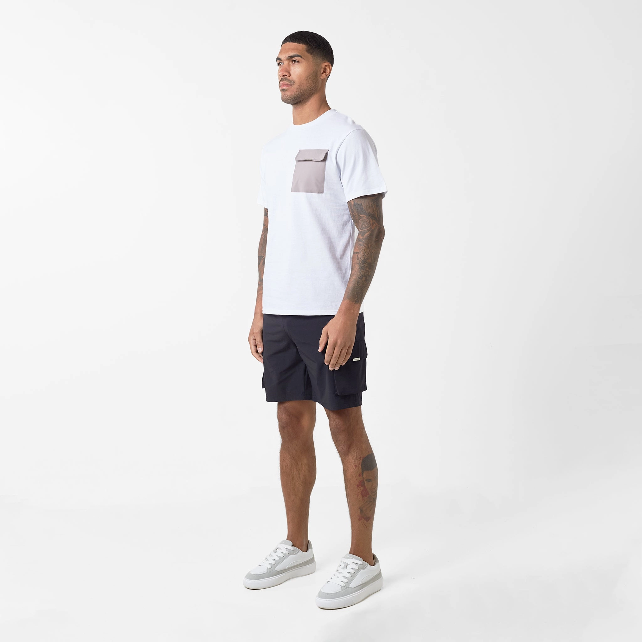 Tech Nylon Pocket T-Shirt | White Stone