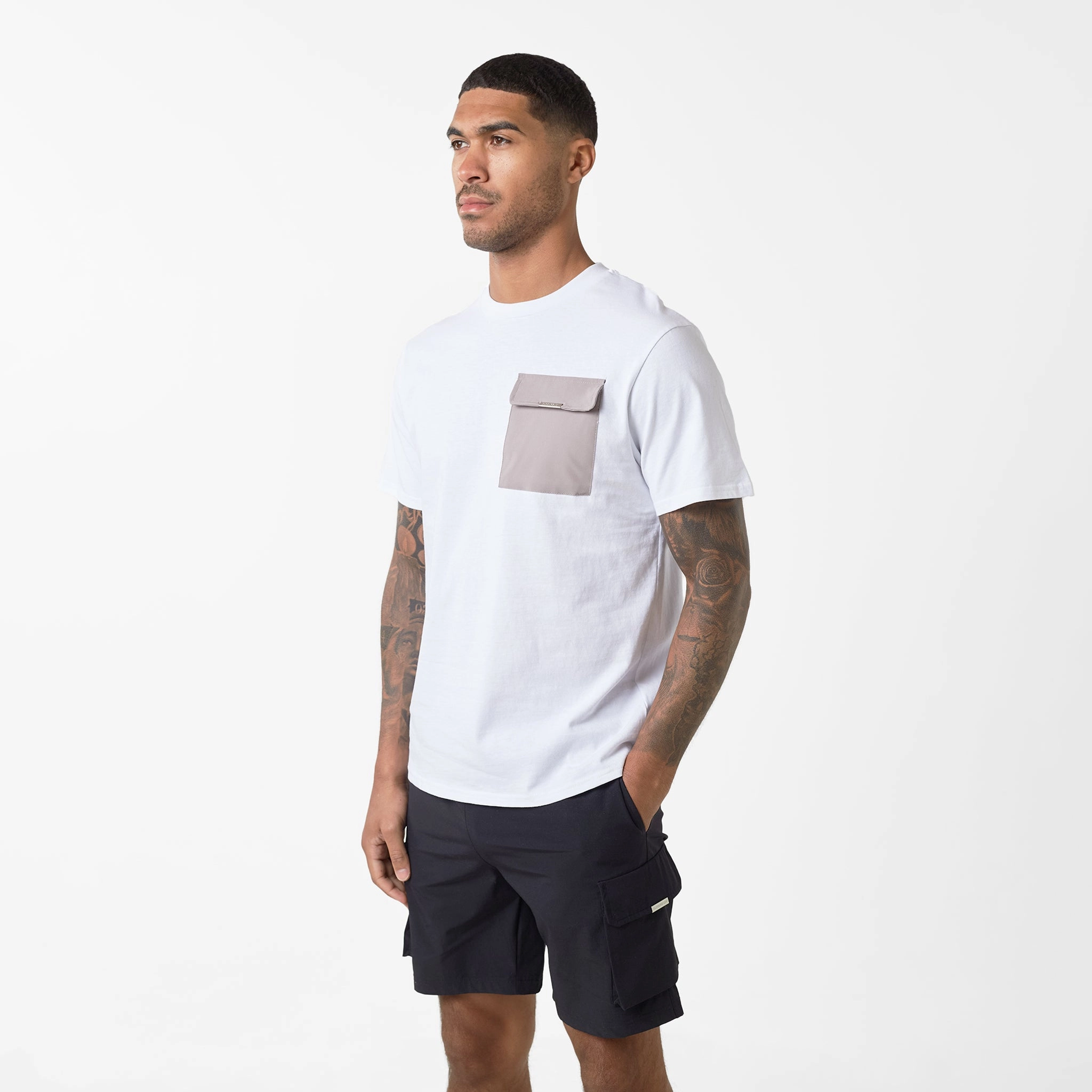 Tech Nylon Pocket T-Shirt | White Stone
