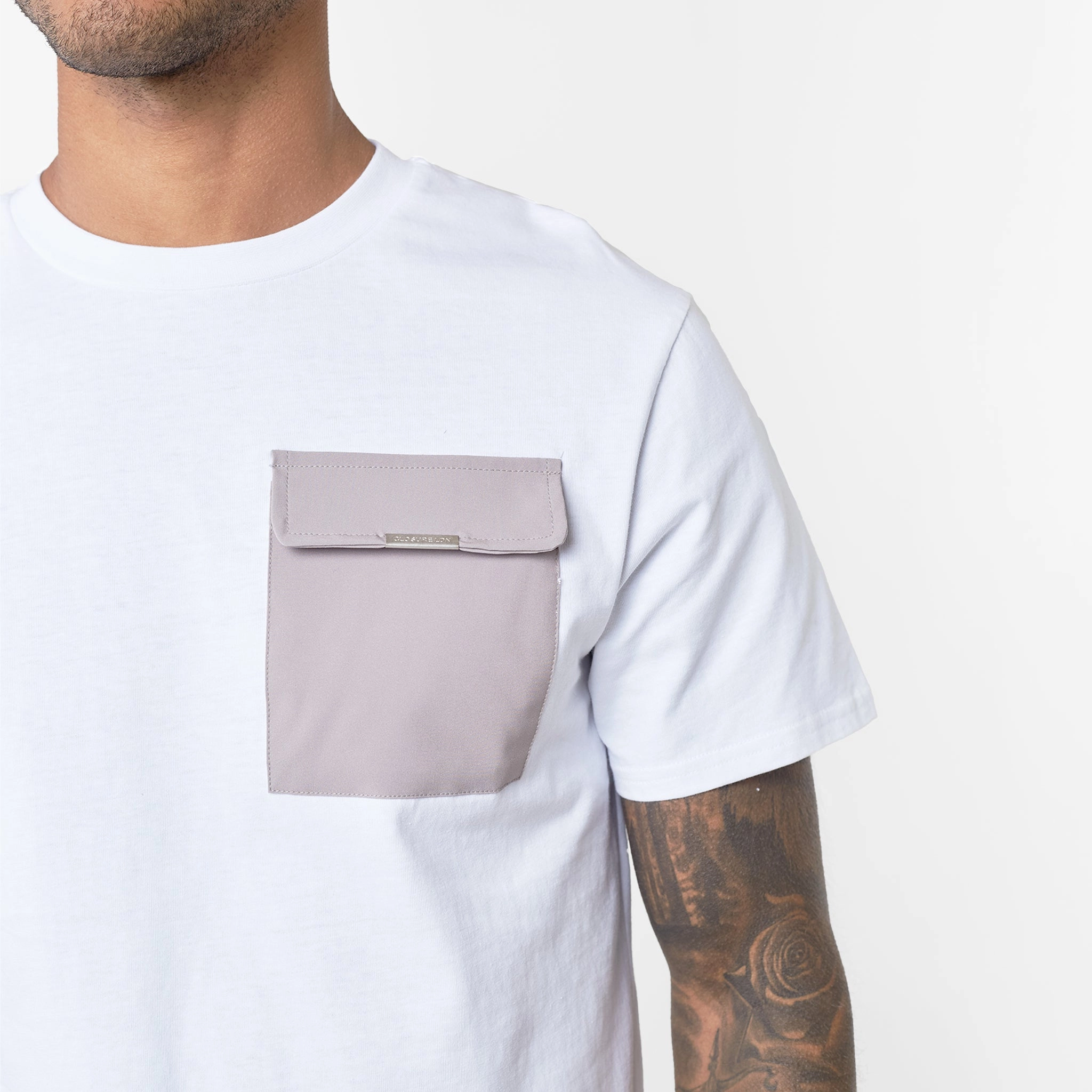Tech Nylon Pocket T-Shirt | White Stone