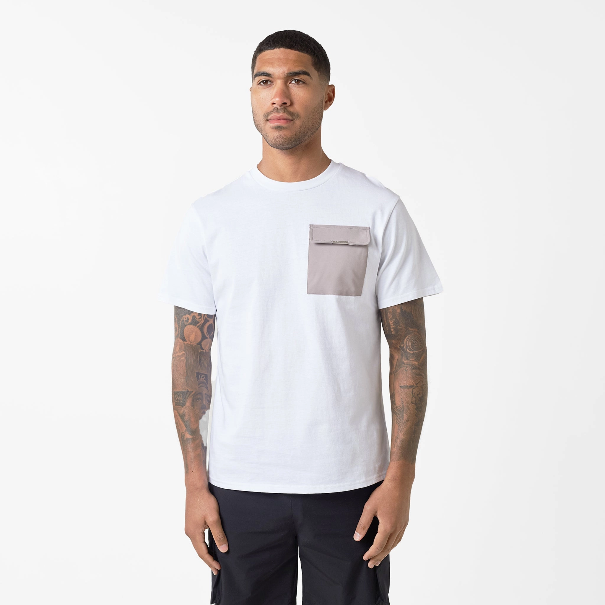 Tech Nylon Pocket T-Shirt | White Stone