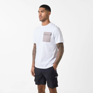 Tech Nylon Pocket T-Shirt | White Stone