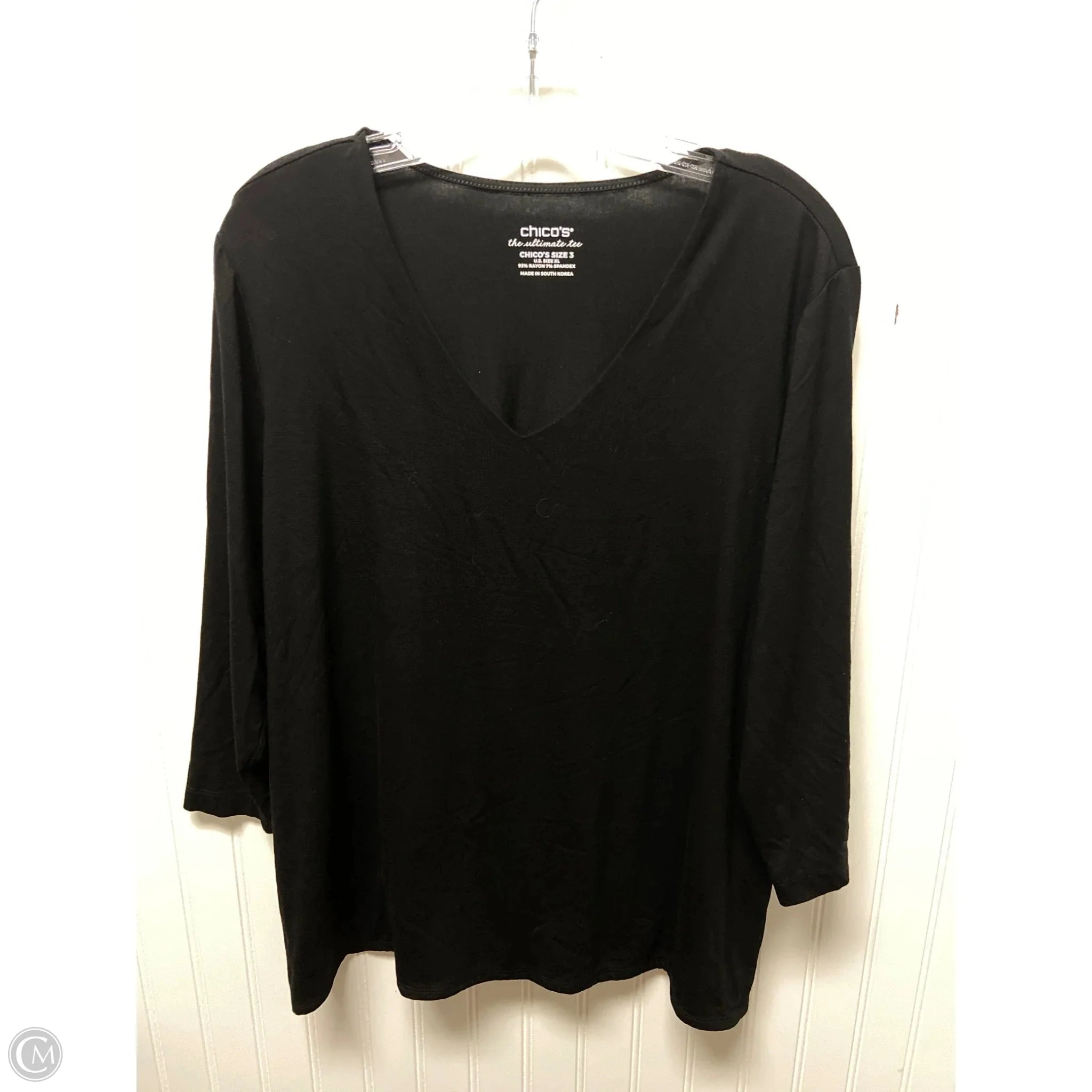 Top Long Sleeve Basic By Chicos In Black, Size: Xl
