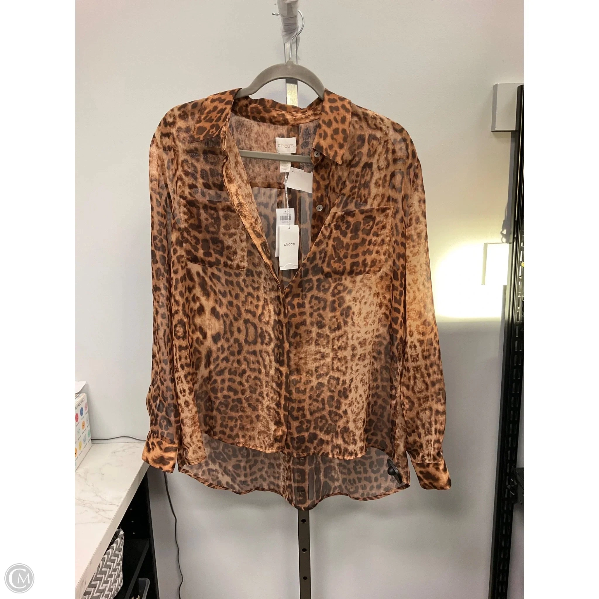 Top Long Sleeve By Chicos In Animal Print, Size: L