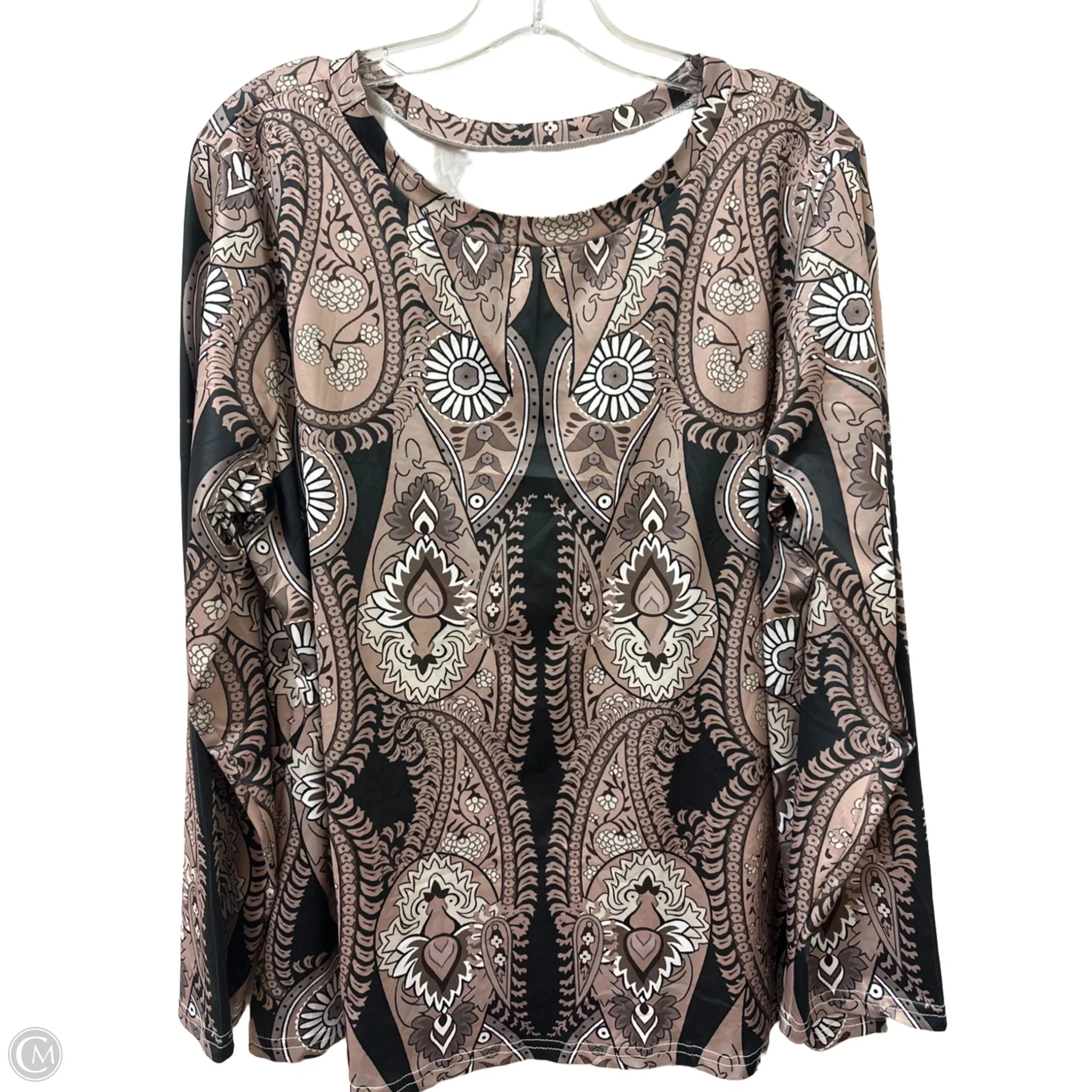 Top Long Sleeve By Clothes Mentor In Brown, Size: 1x