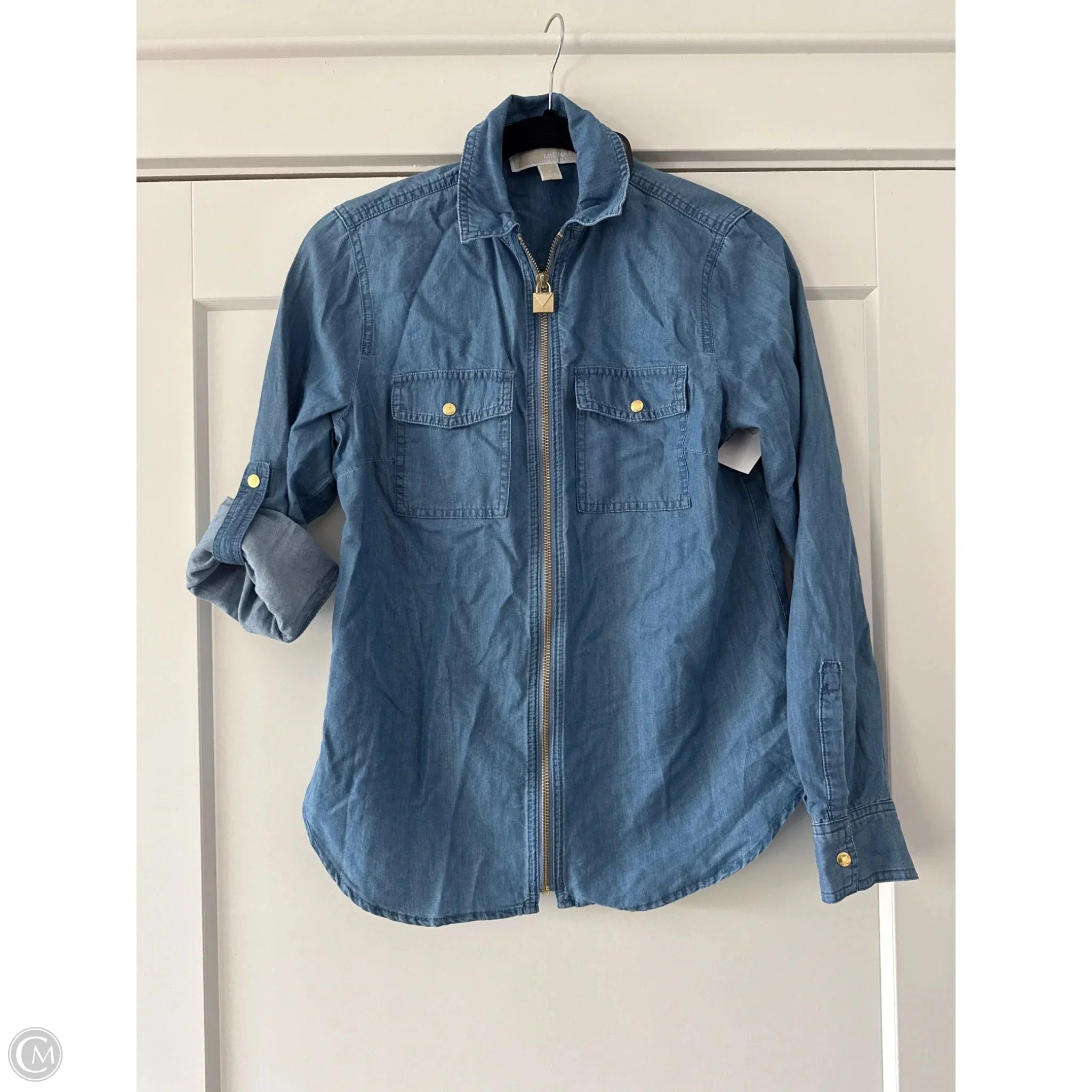 Top Long Sleeve By Michael By Michael Kors In Blue, Size: S