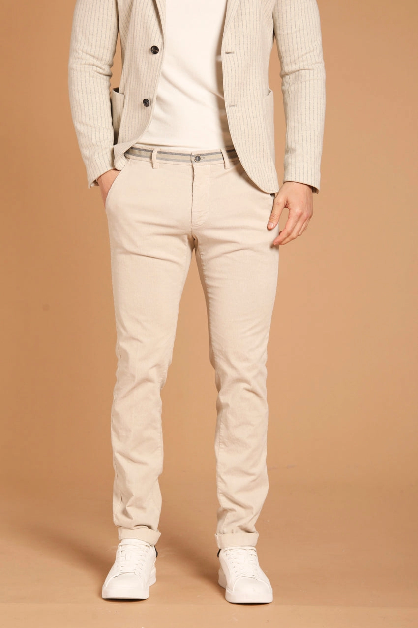 Torino Winter men's chino pants in velvet 1000 striped  slim fit 