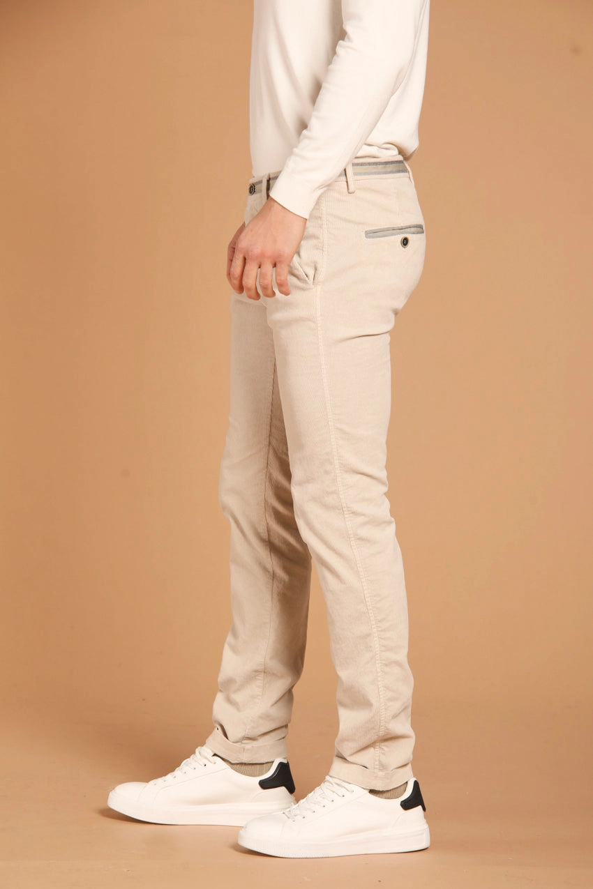 Torino Winter men's chino pants in velvet 1000 striped  slim fit 