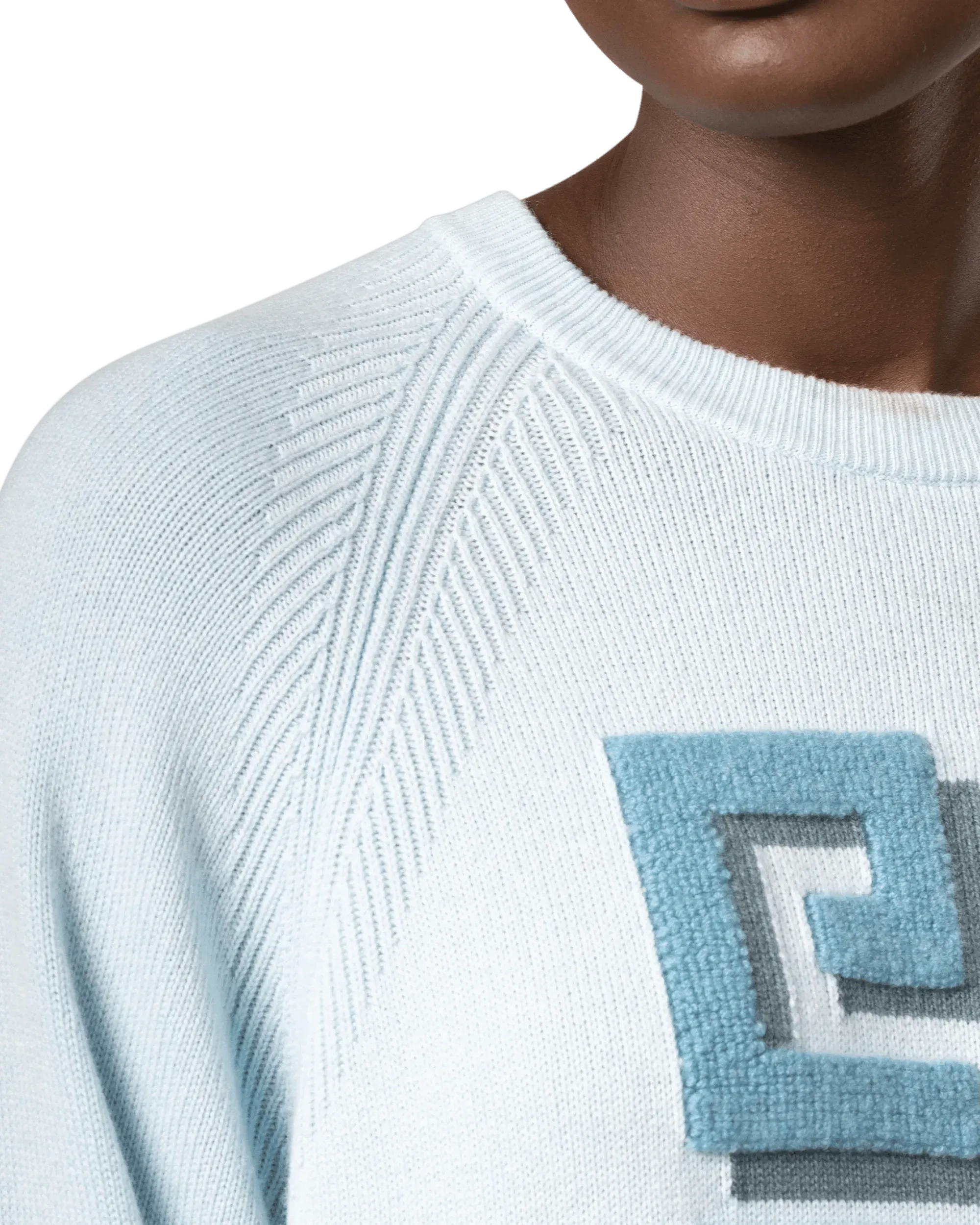 Two-Tone Cashmere Crewneck Sweater