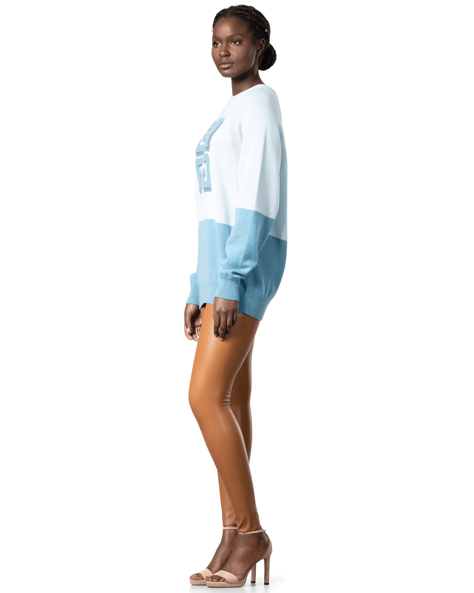 Two-Tone Cashmere Crewneck Sweater