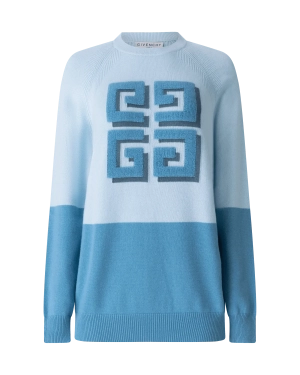 Two-Tone Cashmere Crewneck Sweater