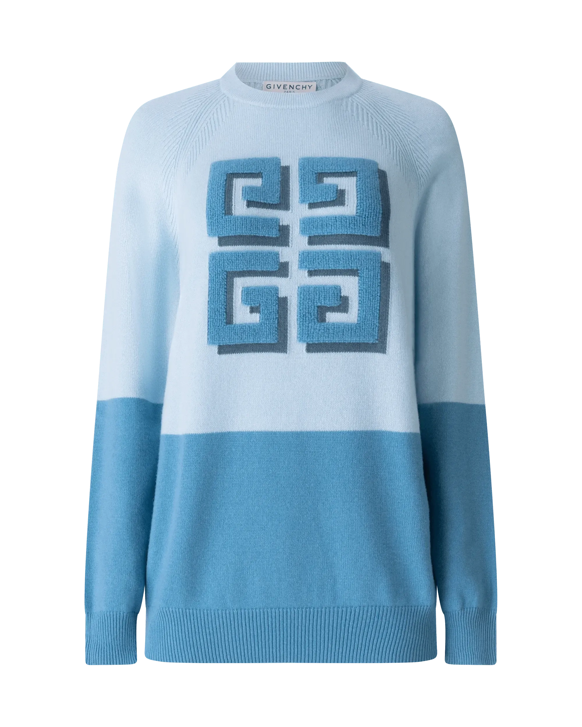 Two-Tone Cashmere Crewneck Sweater