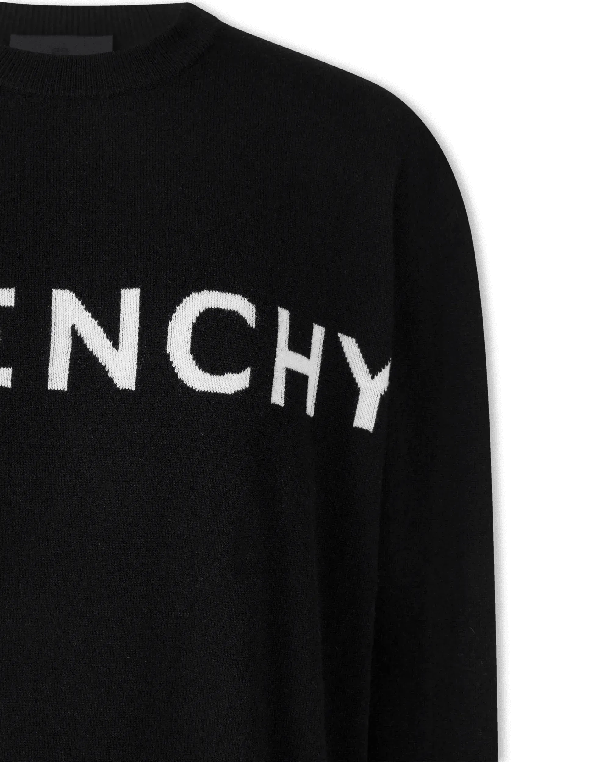 Two-Tone Cashmere Logo Crewneck Sweater