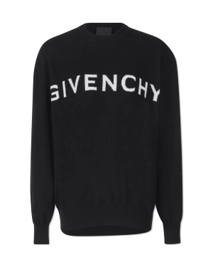 Two-Tone Cashmere Logo Crewneck Sweater