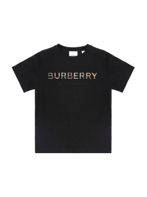 Вurberry Kids Checked Logo Embroidered T-Shirt