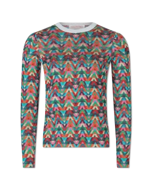 V Optical Multicolor Crewneck Sweater