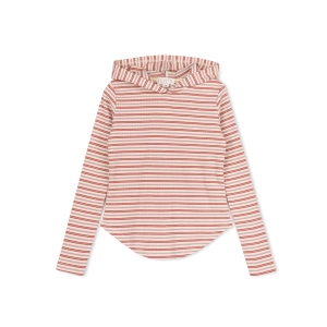 VELVETTE LABEL PINK STRIPE HOODED T-SHIRT
