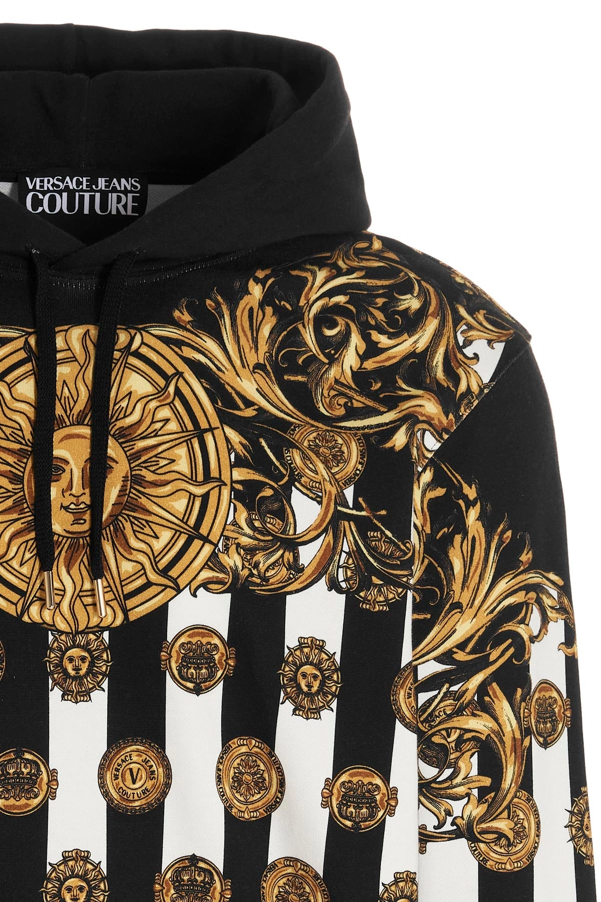 Versace Jeans Couture V-Emblem Medusa Print Drawstring Hoodie