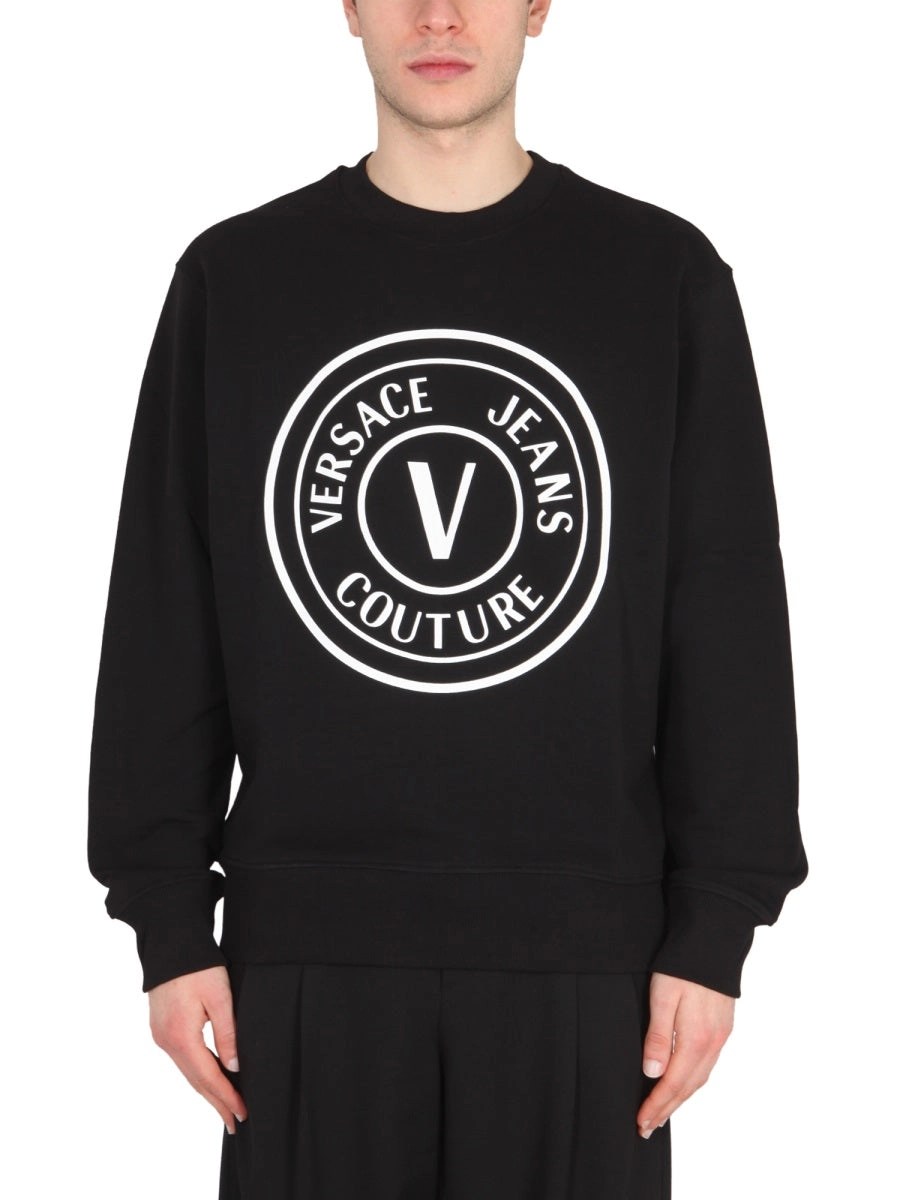 Versace Jeans Couture V-Emblem Motif Crewneck Sweatshirt