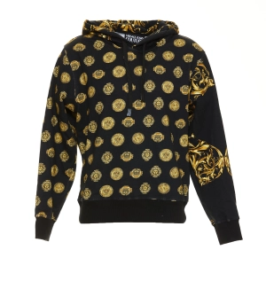 Versace Jeans Couture V-Emblem Regalia Baroque Print Drawstring Hoodie
