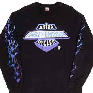 VINTAGE HARLEY DAVIDSON FLAMES LONG SLEEVES TEE SHIRT XL MADE IN USA 1990s